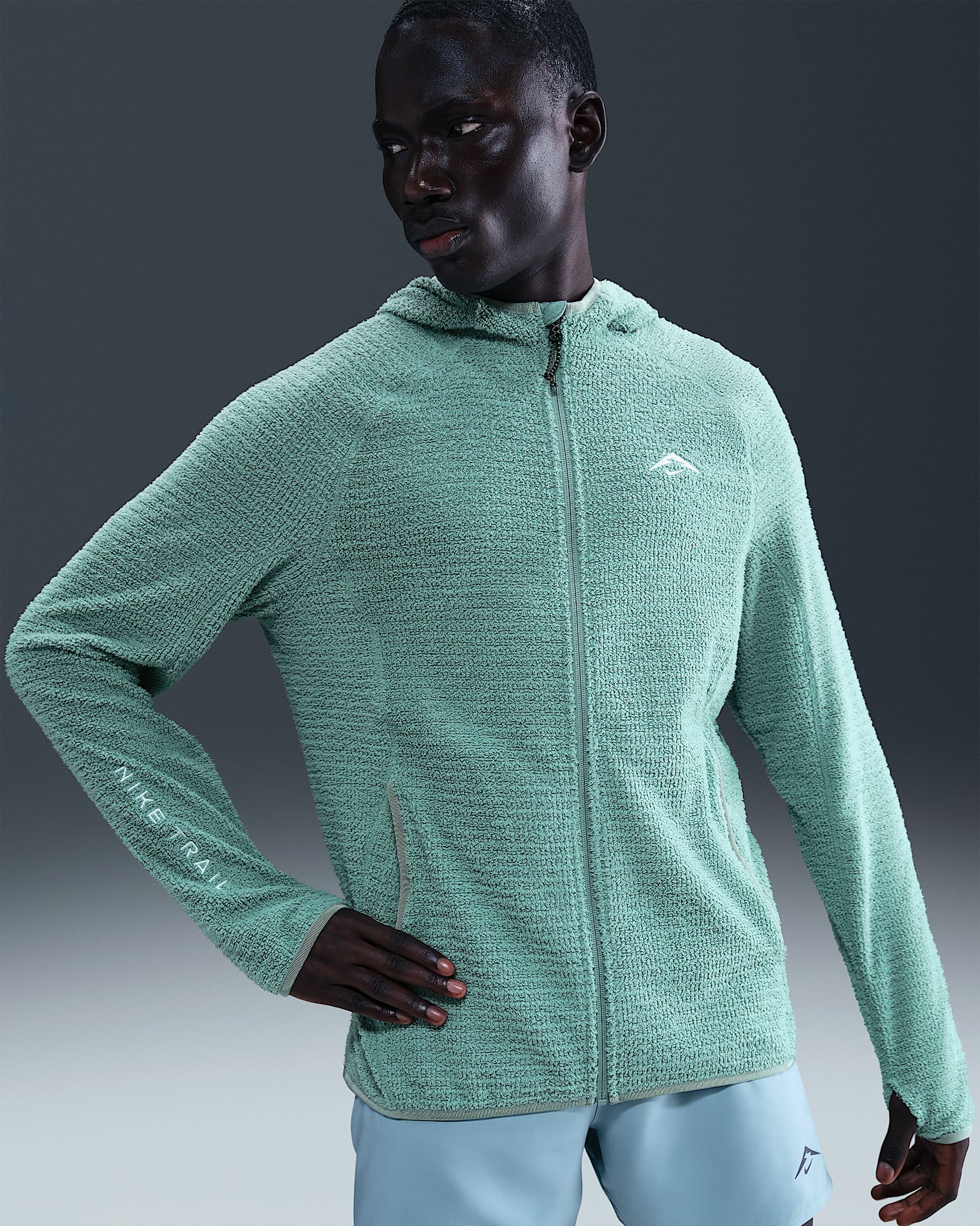 Nike Trail Men's Dri-FIT Fleece Running Jacket - Cannon/Summit White