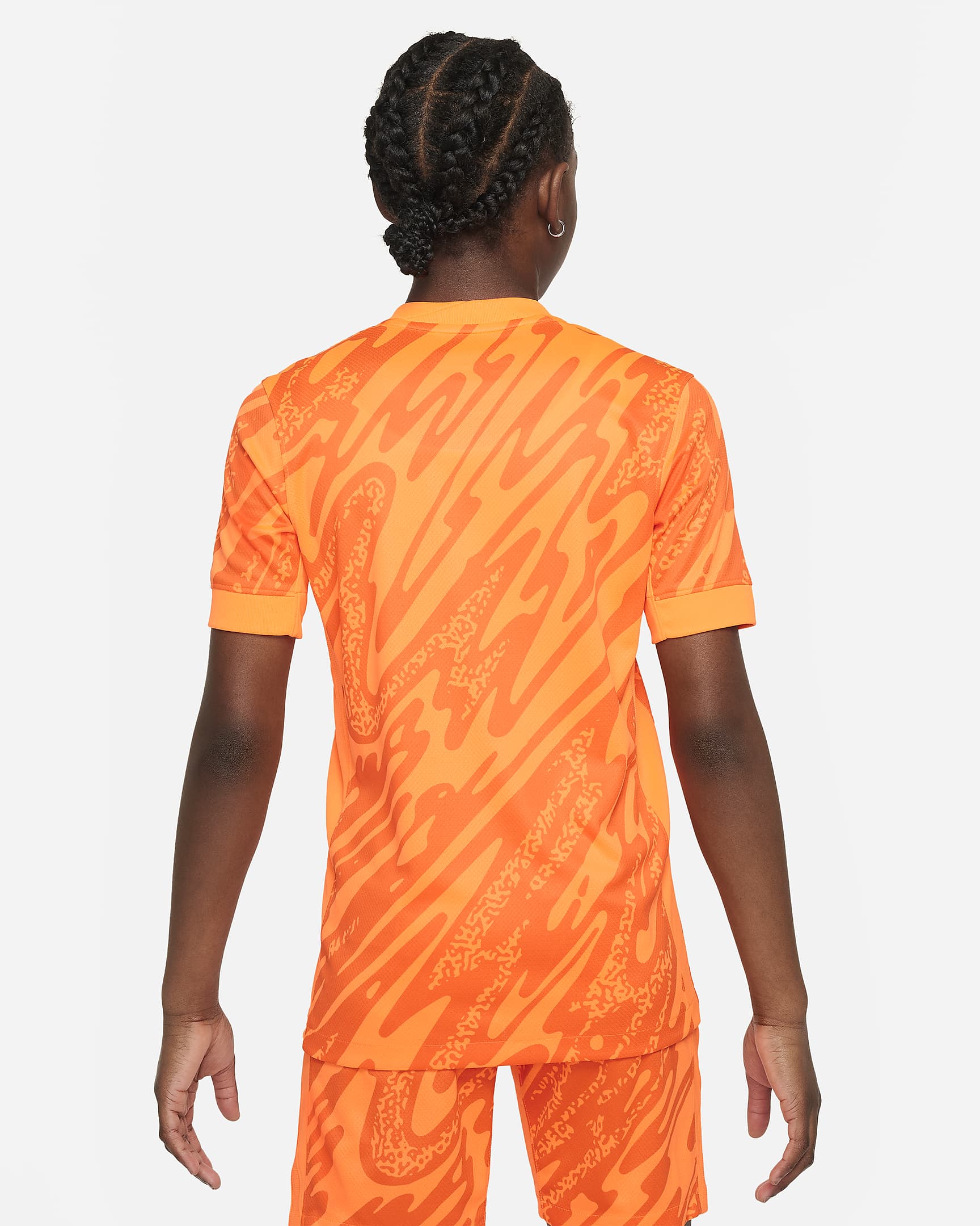 Engeland (herenelftal) 2024/25 Stadium Goalkeeper Nike Dri-FIT replica voetbalshirt met korte mouwen voor kids - Total Orange/Safety Orange/Zwart