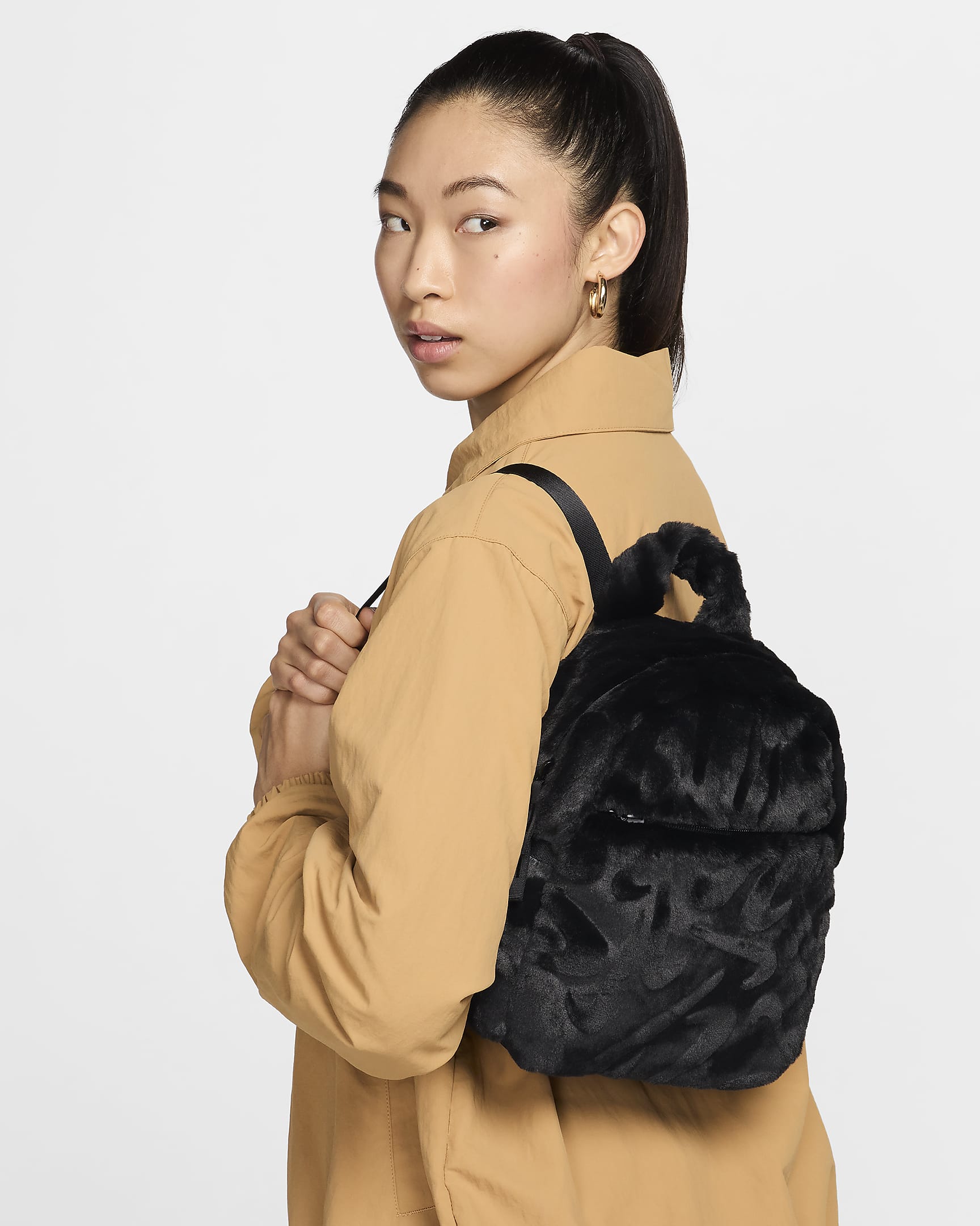 Nike Sportswear Futura Faux Fur Mini Backpack (6L) - Black/Black/Black