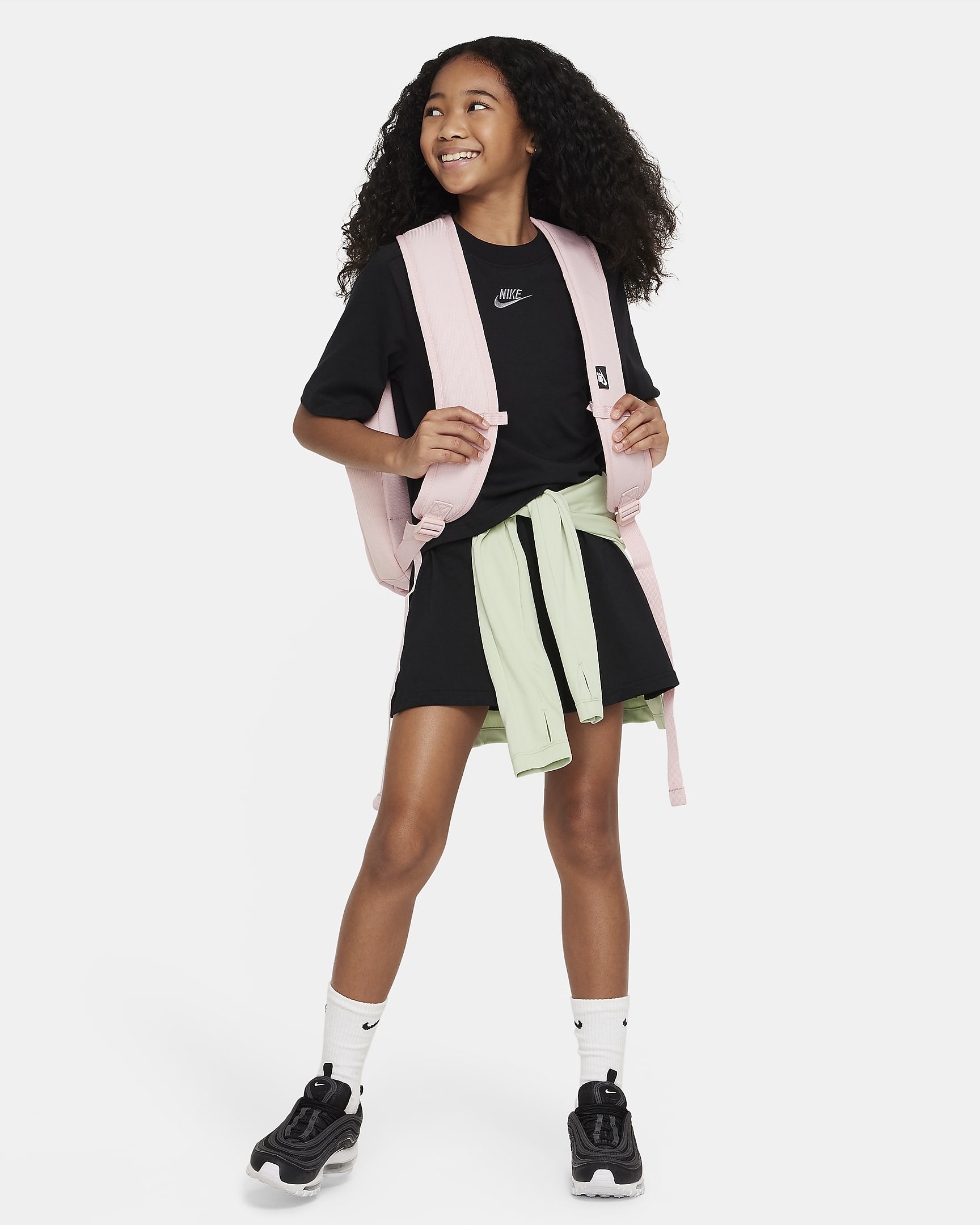 Nike Sportswear Older Kids' (Girls') Short-Sleeve Top - Black/Flat Pewter