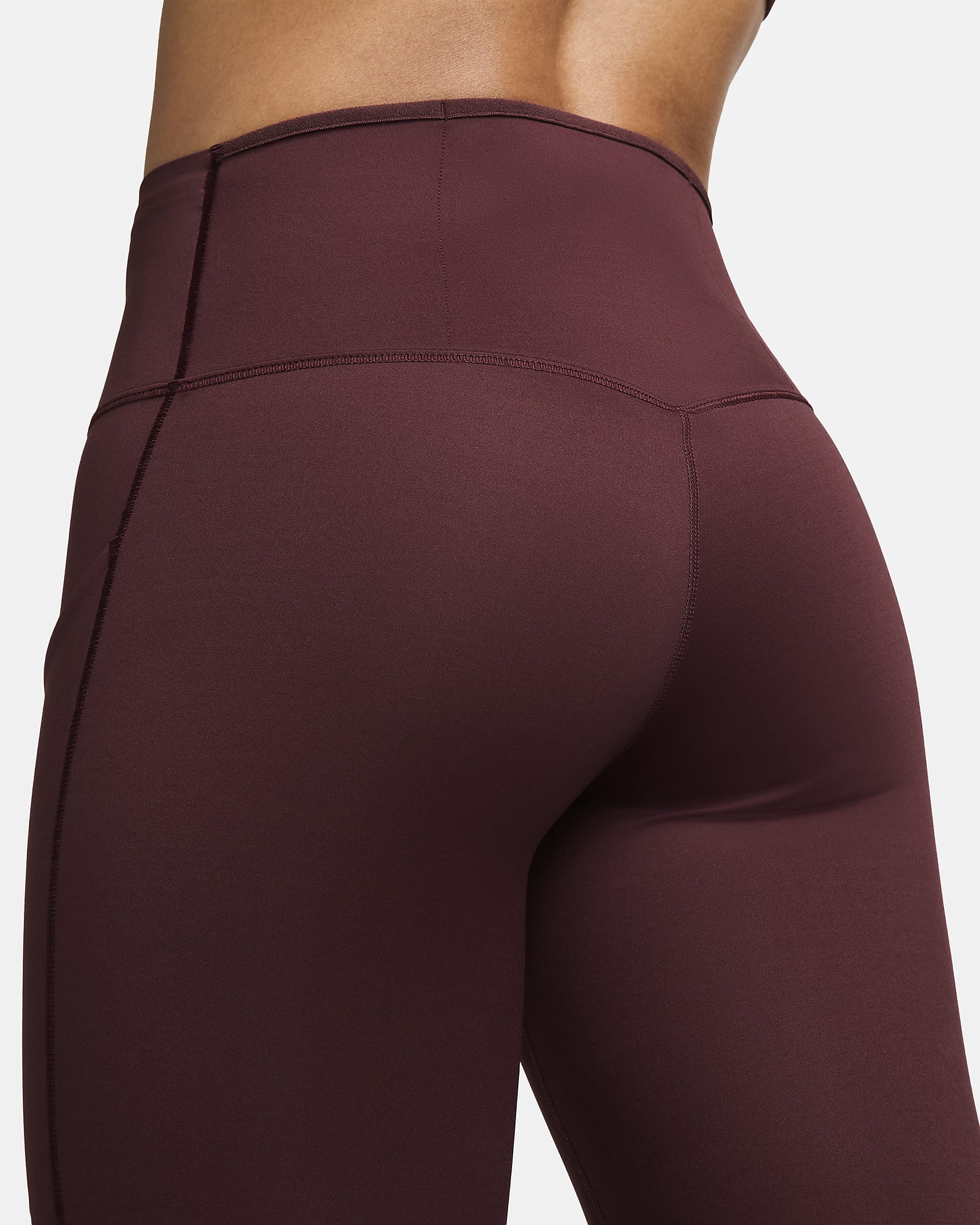 Nike Go Leggings in voller Länge mit starkem Halt, mittelhohem Bund und Taschen für Damen - Burgundy Crush/Schwarz