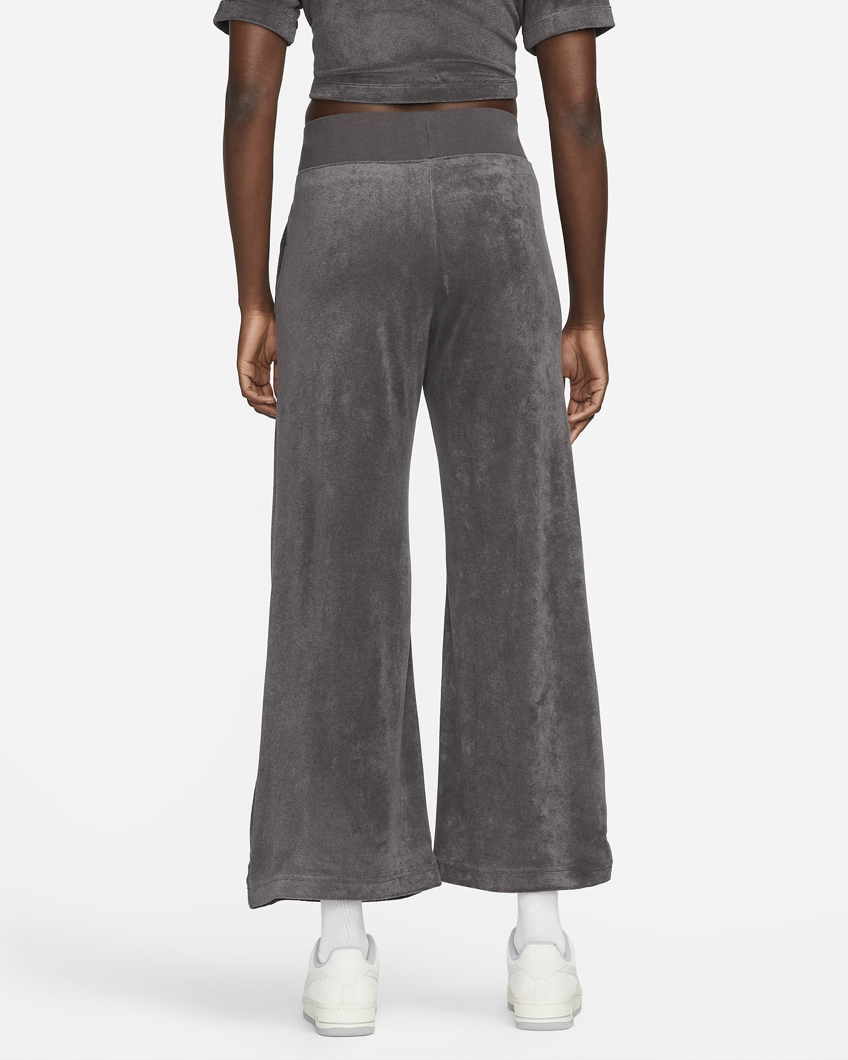 Nike Sportswear Women's High-Waisted Wide-Leg Terry Trousers - Anthracite/Black