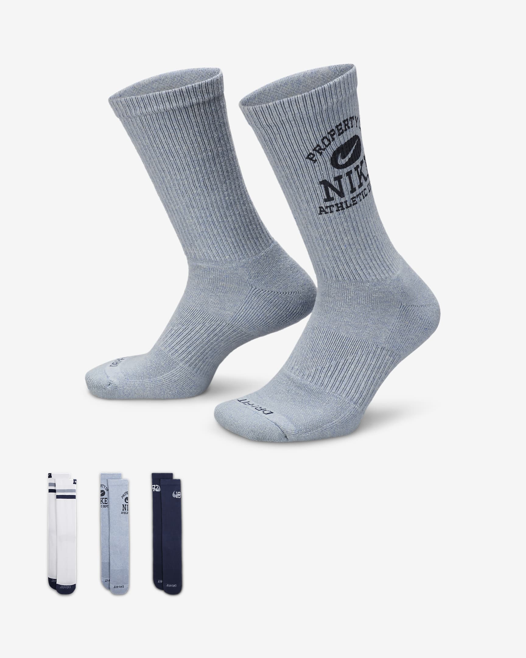 Nike Everyday Cushioned Crew Socks (3 Pairs) - Multi-Color