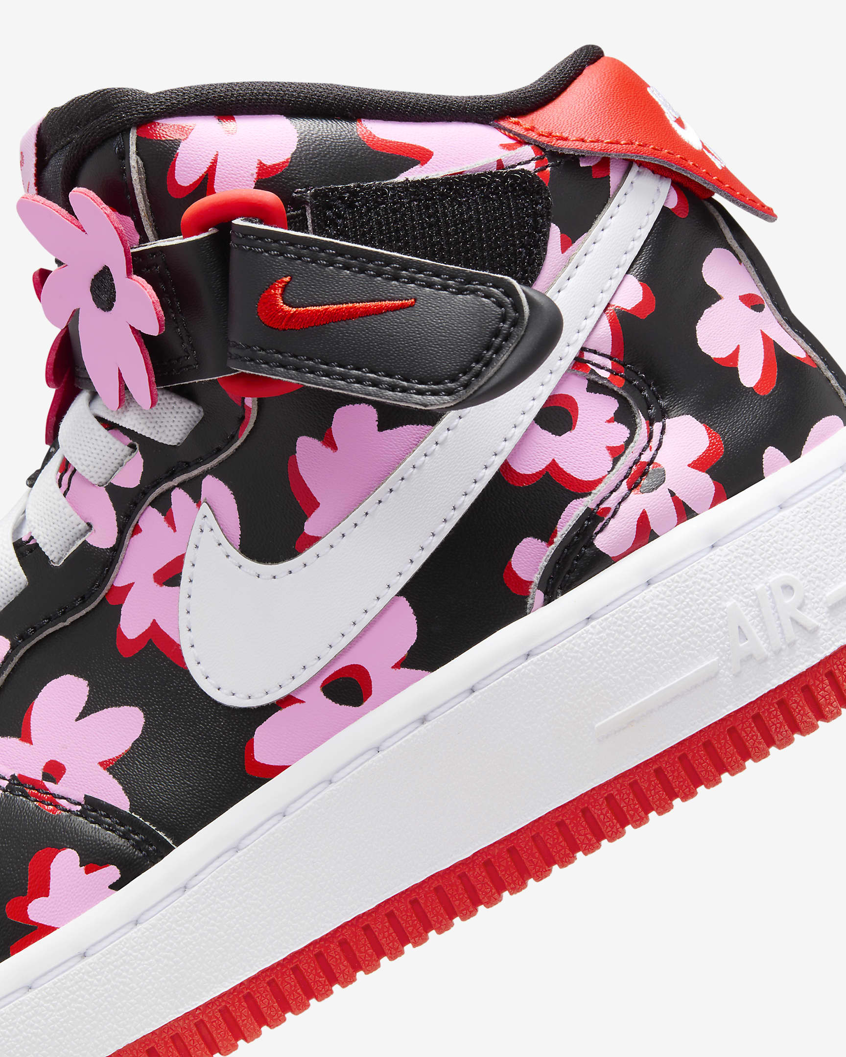 Nike Air Force 1 Mid EasyOn SE Older Kids' Shoes - Black/Pink Rise/Picante Red/White