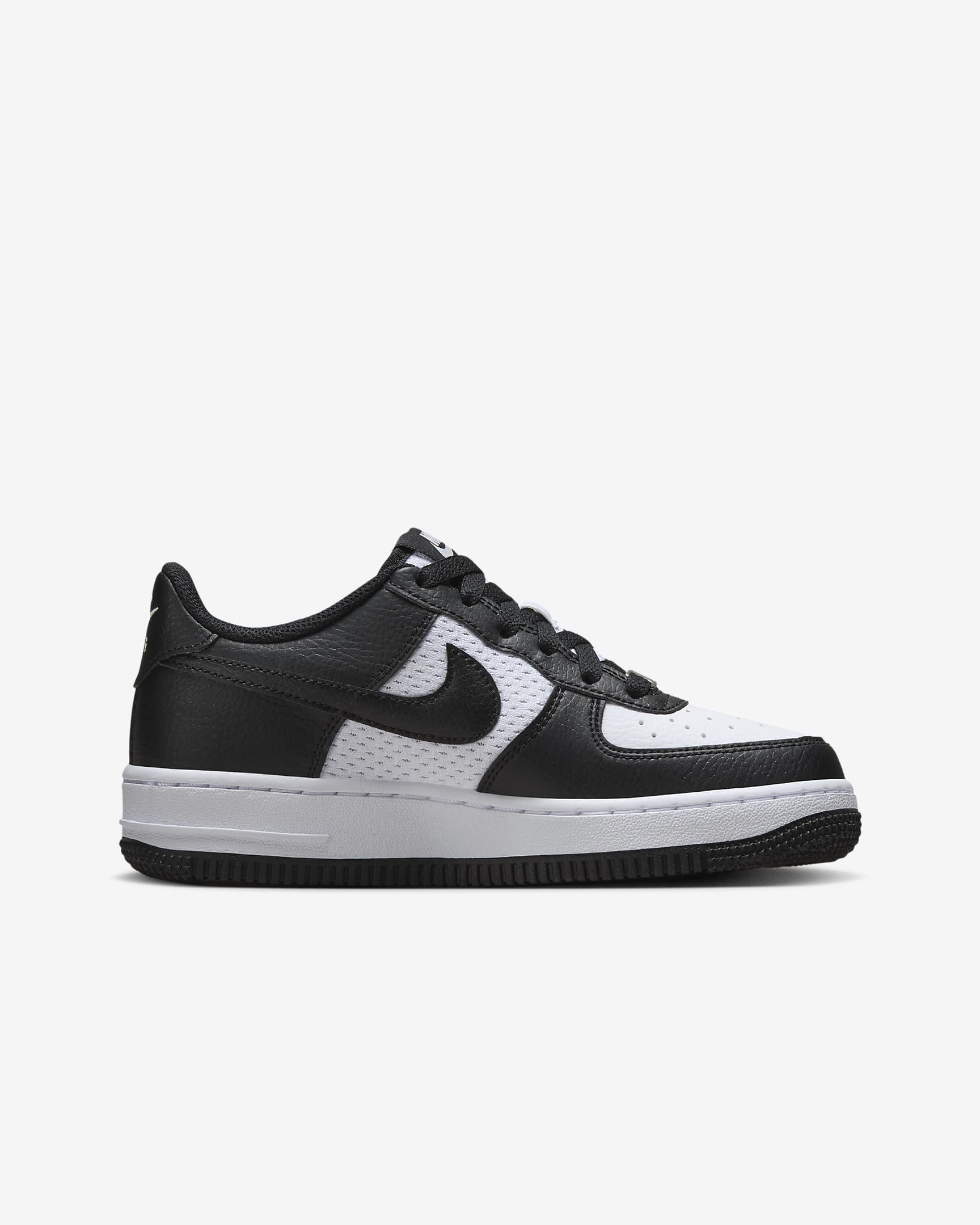 Nike Air Force 1 Big Kids' Shoes - Black/White/Black