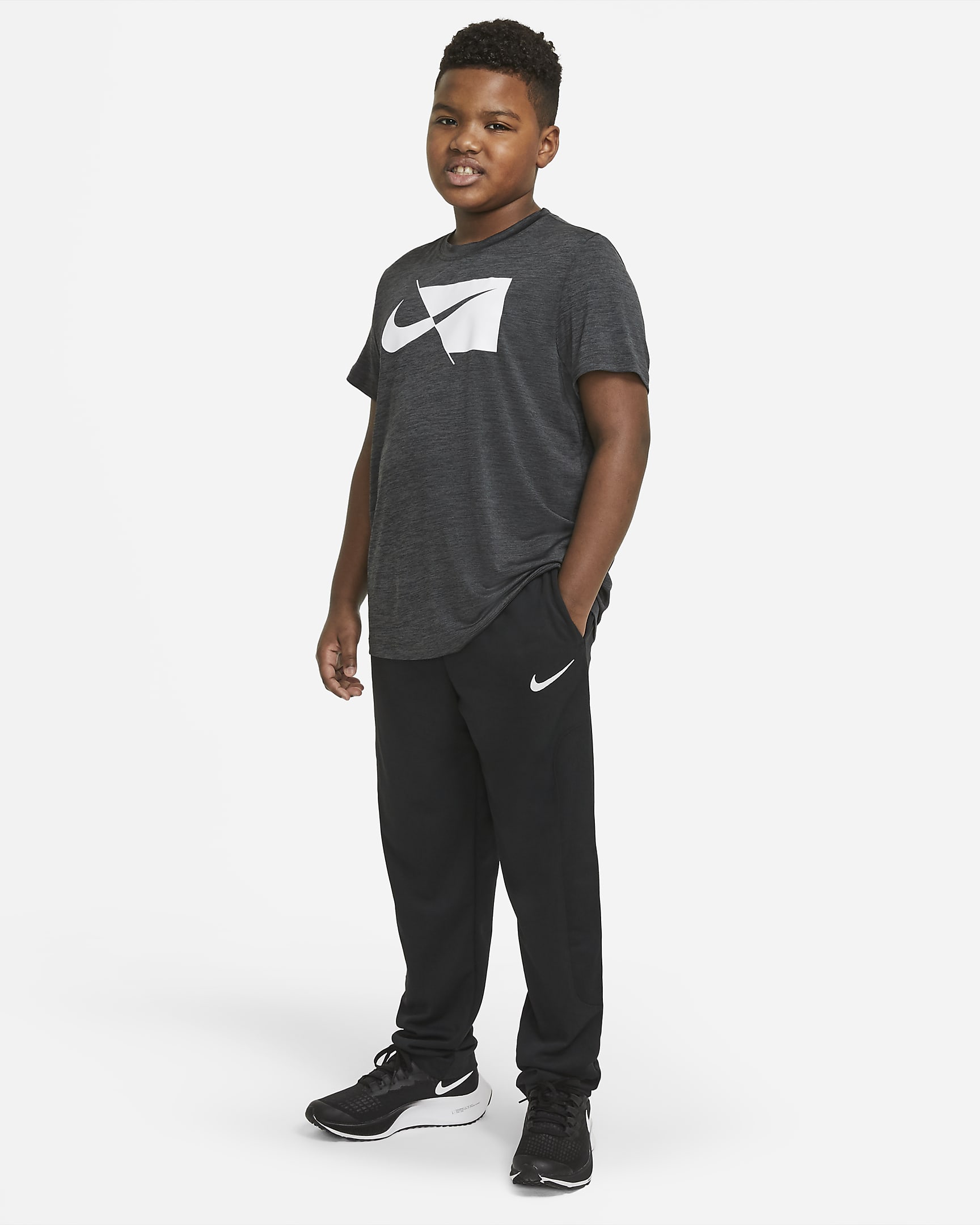 Nike Sport Big Kids' (Boys') Training Pants (Extended Size) - Black/Black/White