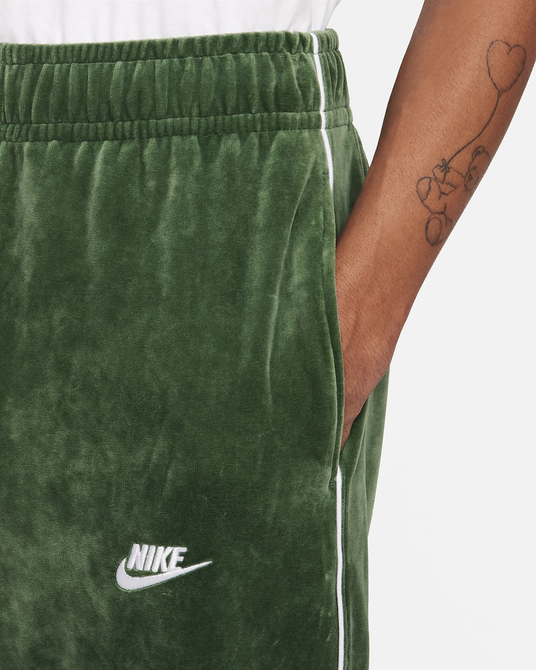 Nike Sportswear Club Men's Velour Trousers - Fir/White