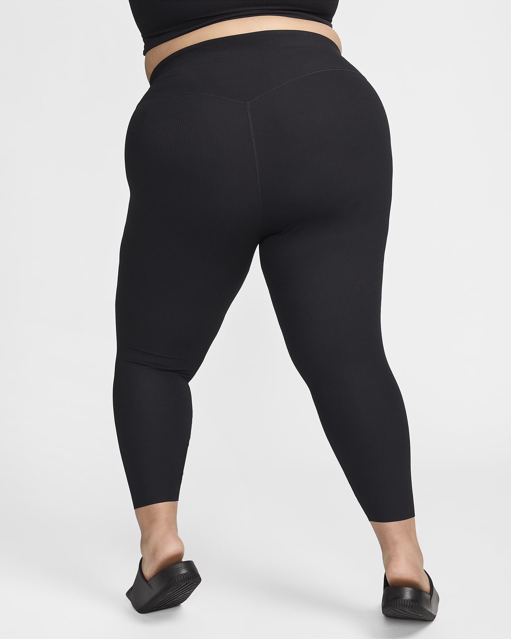 Nike Zenvy Rib Women's Gentle-Support High-Waisted 7/8 Leggings (Plus Size) - Black/Black