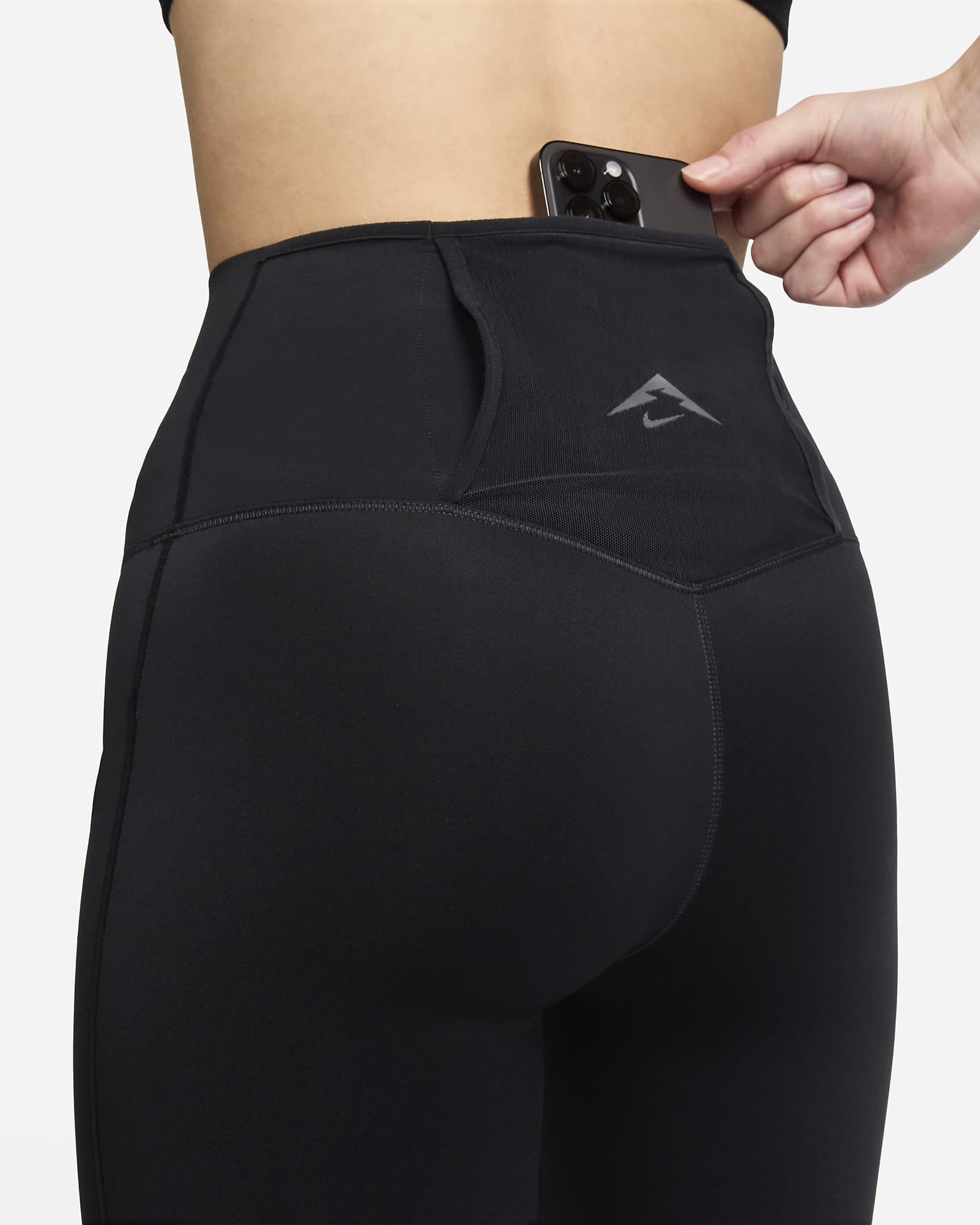 Nike Trail Go Leggings de 7/8 de sujeción firme con bolsillos - Mujer - Negro/Dark Smoke Grey/Dark Smoke Grey