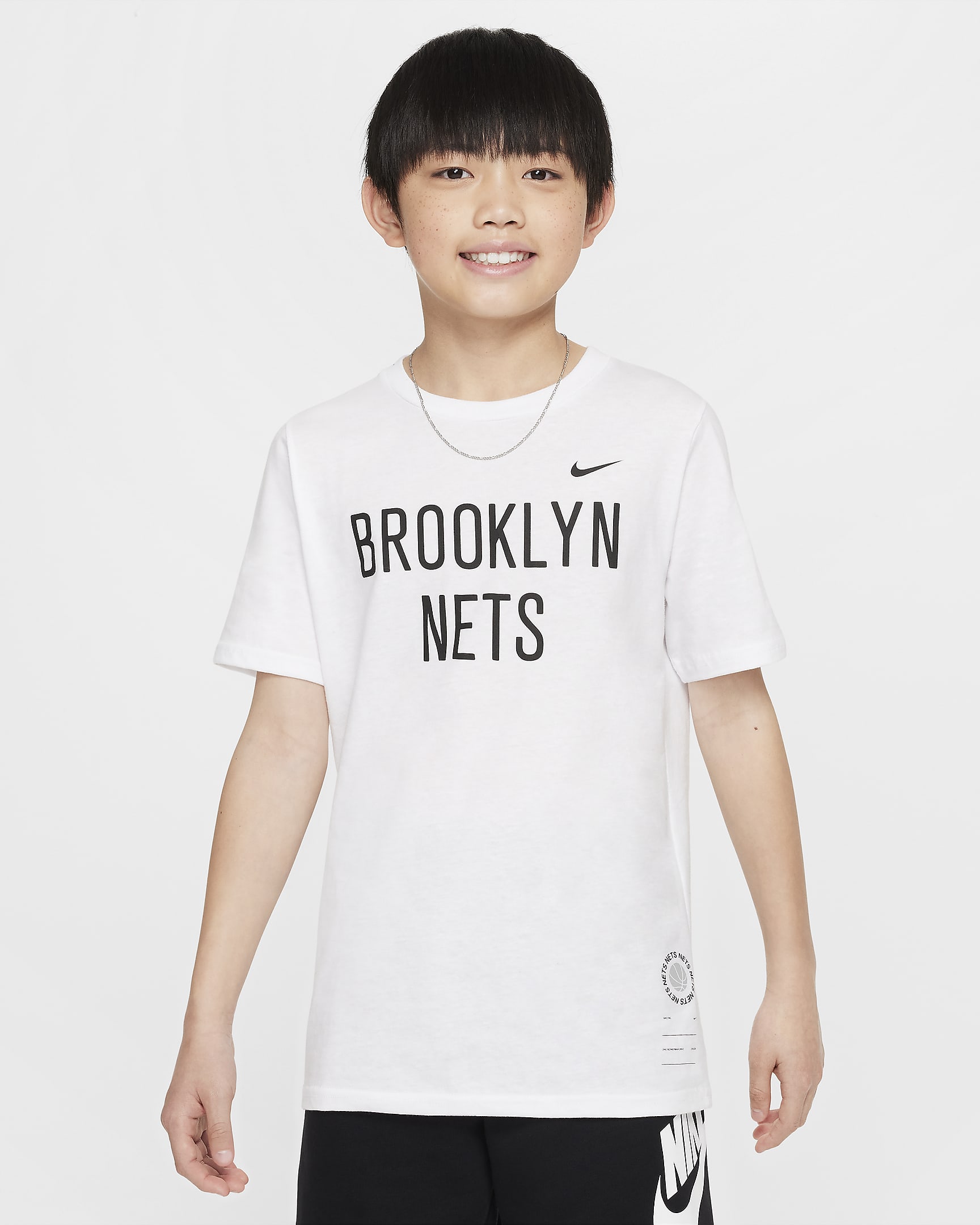 NBA-t-shirt Brooklyn Nets Nike för ungdom (killar) - Vit