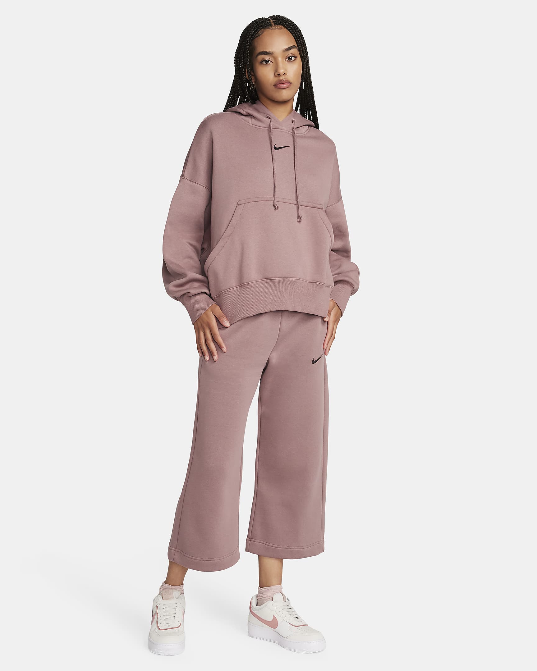 Nike Sportswear Phoenix Fleece Women's Over-Oversized Pullover Hoodie - Smokey Mauve/Black