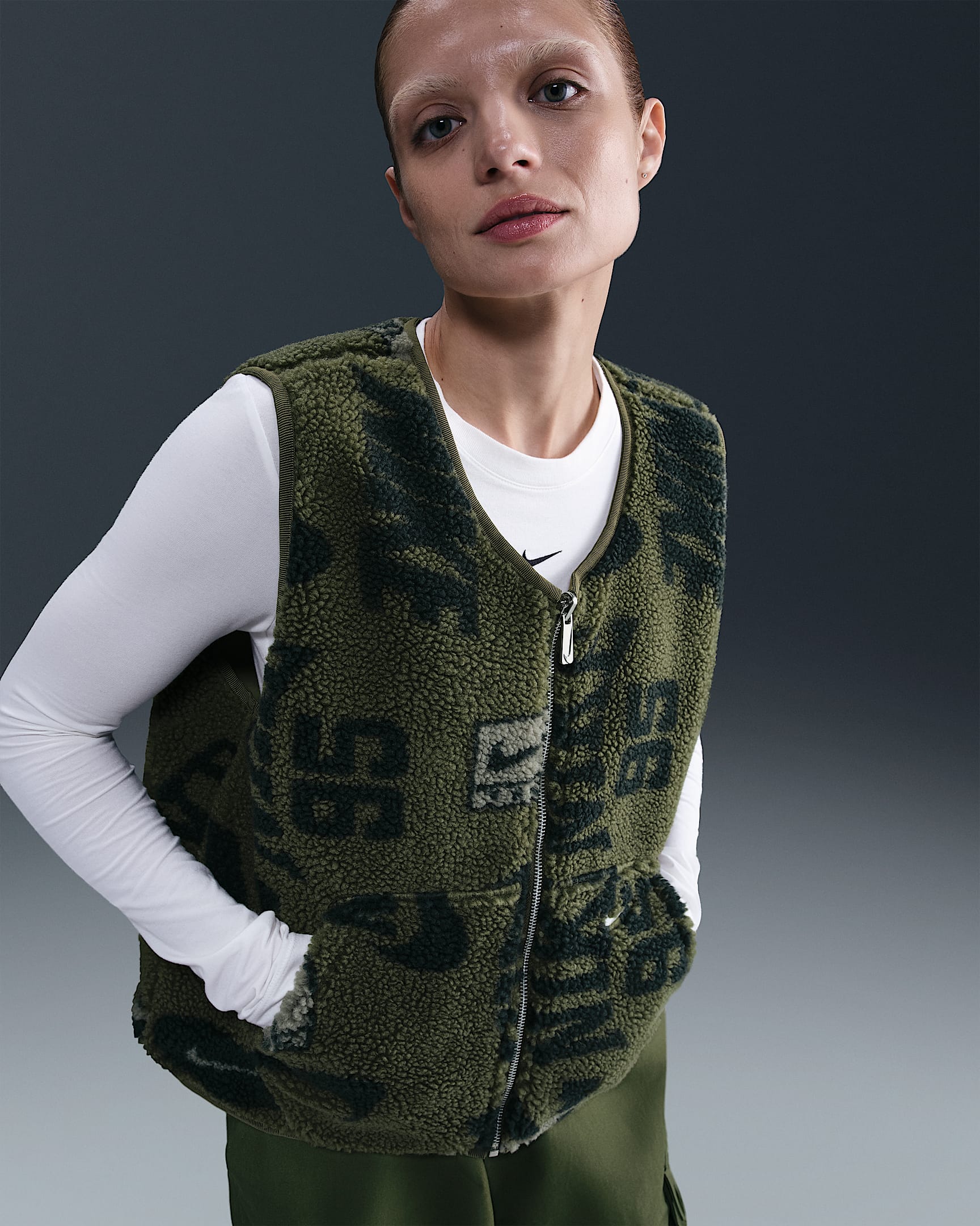 Nike Sportswear Women's High-Pile Fleece Vest - Medium Olive/Neutral Olive
