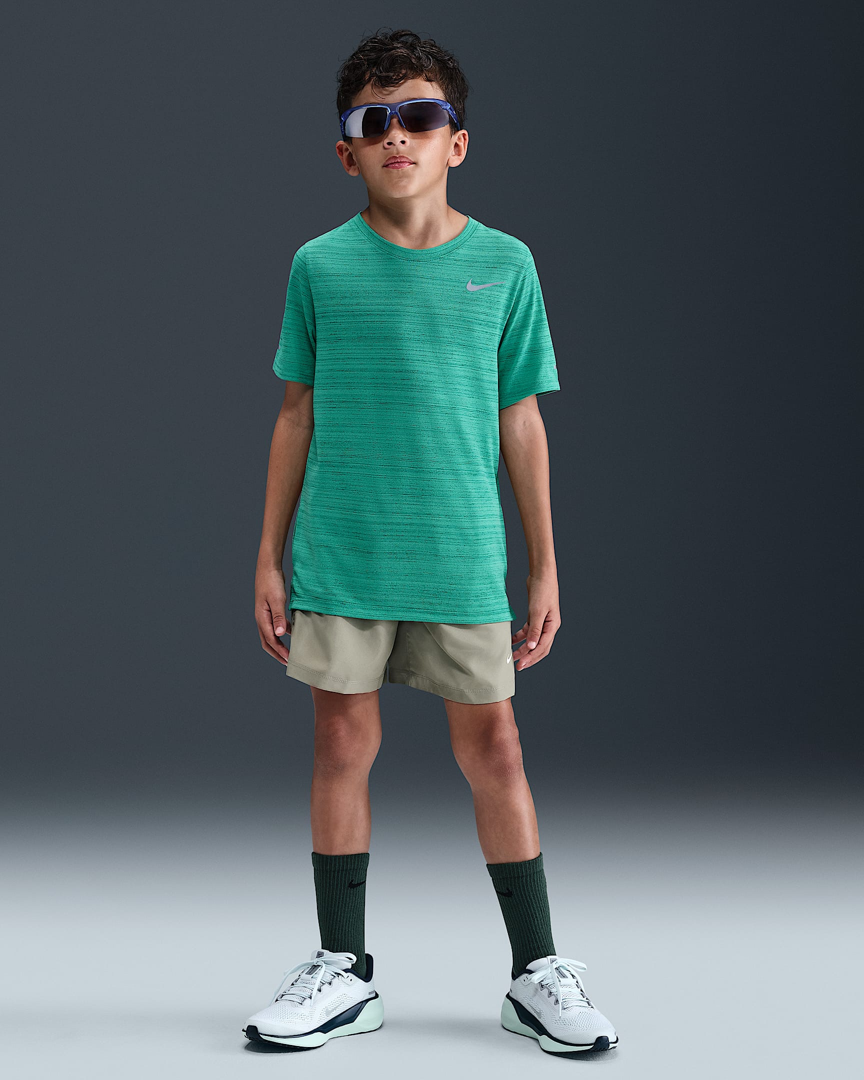 Nike Multi Older Kids' Dri-FIT Training Shorts - Light Army/White