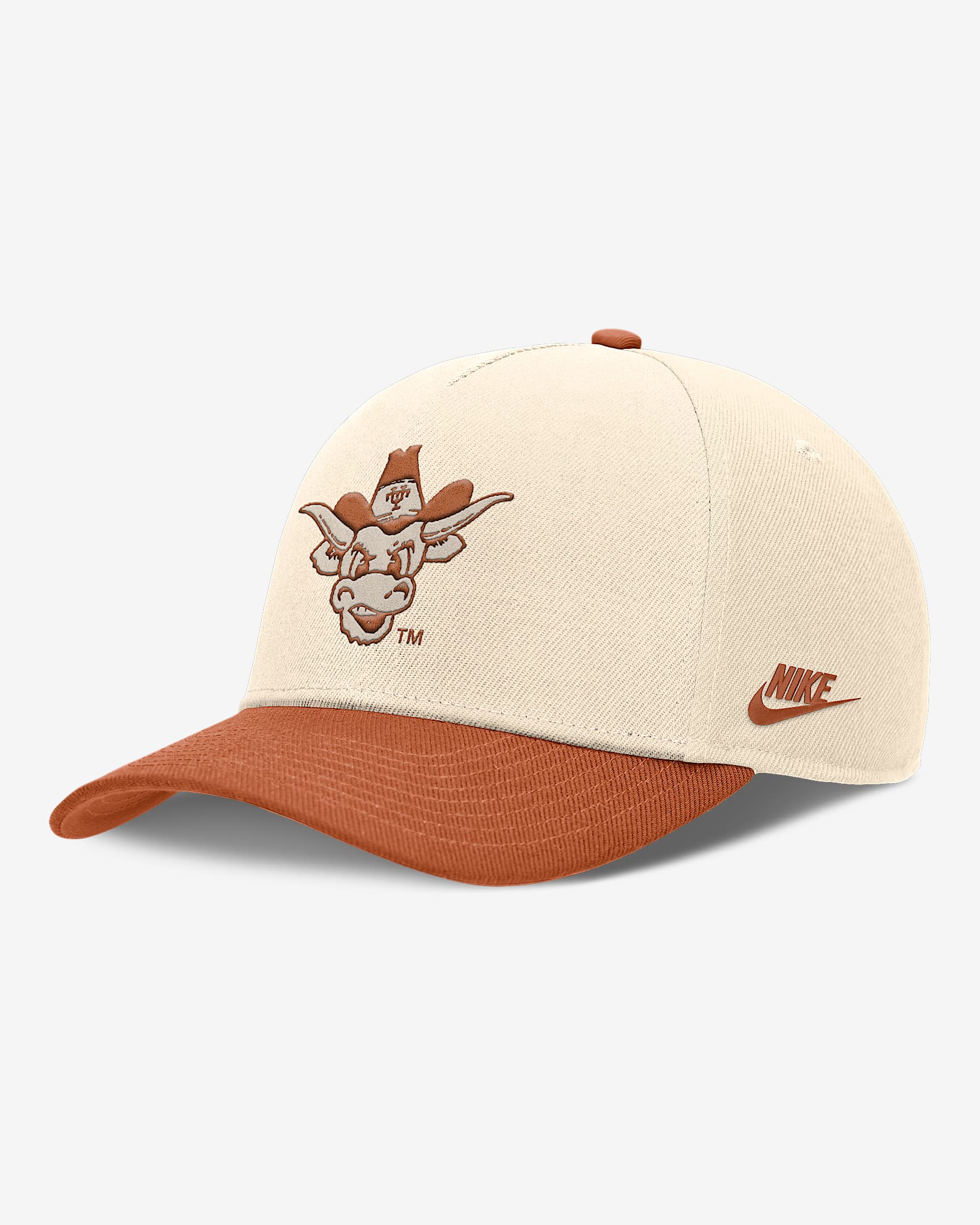 Gorra universitaria ajustable Nike Dri-FIT para hombre Texas Primetime Rise Academic - Natural
