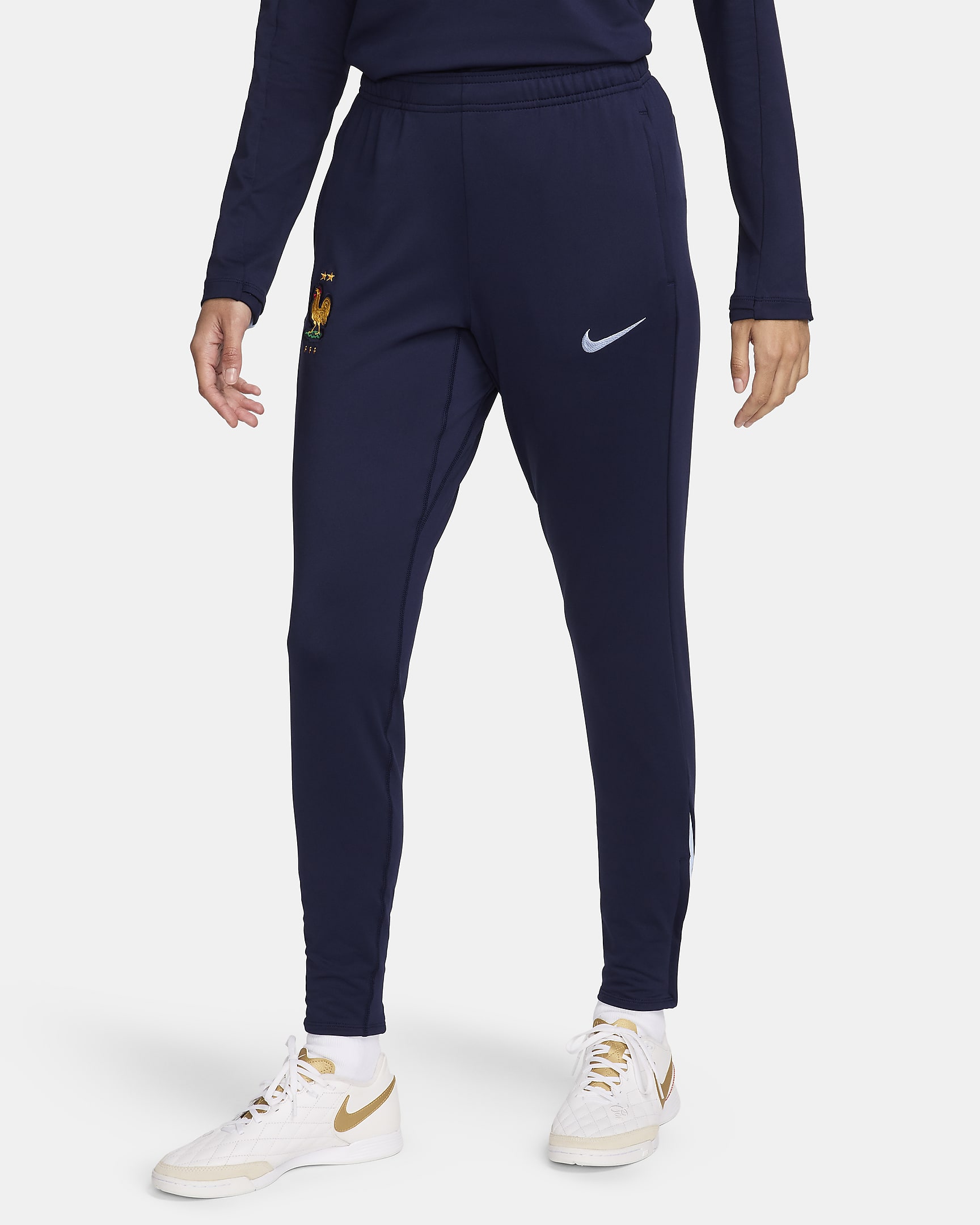 Damskie spodnie piłkarskie z dzianiny Nike Dri-FIT FFF Strike - Blackened Blue/Cobalt Bliss/Cobalt Bliss