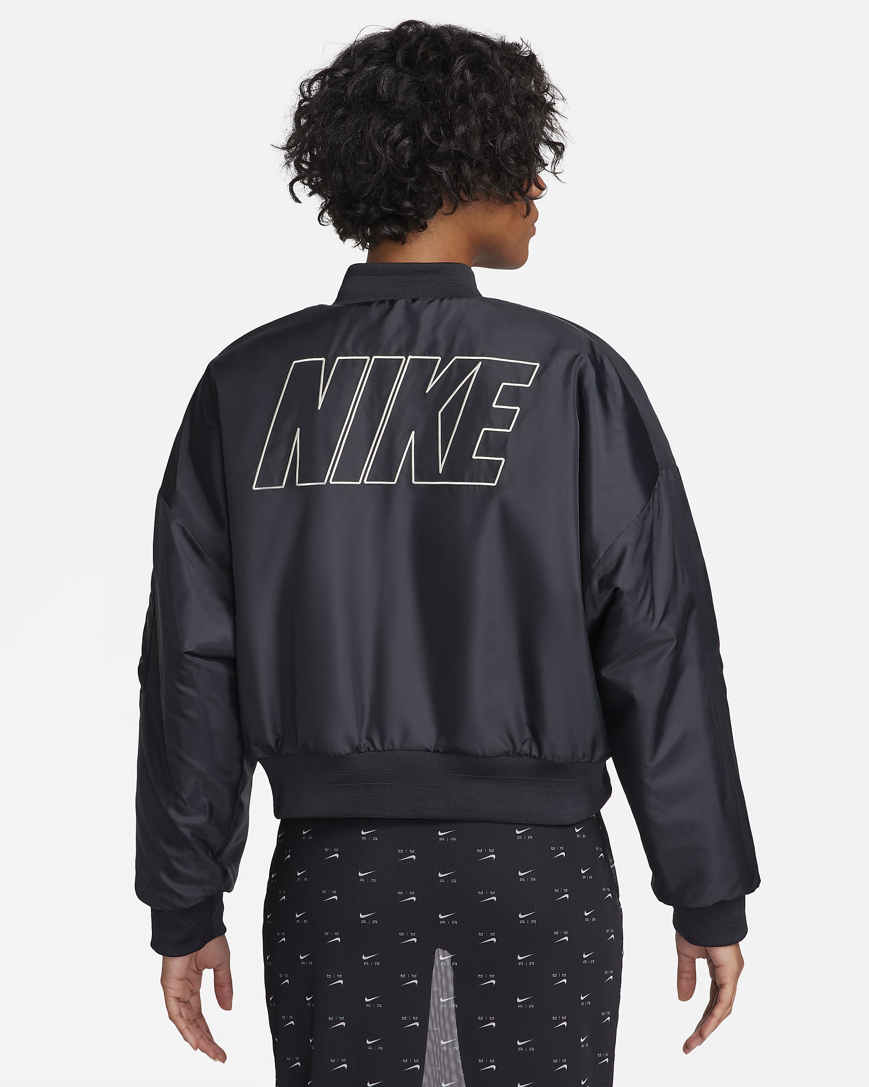 Nike Sportswear Women's Reversible Faux Fur Bomber - Black/Coconut Milk