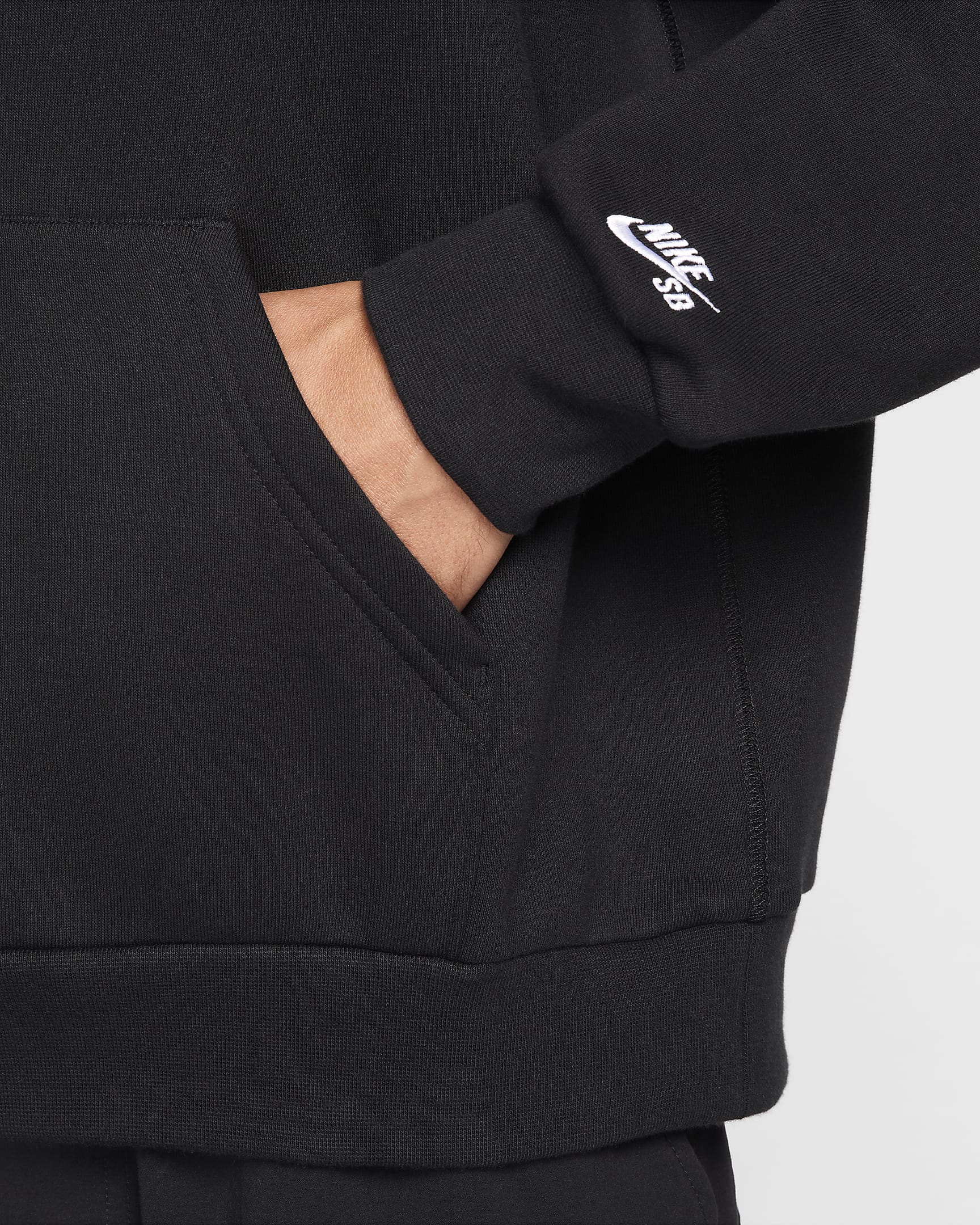 Nike SB Fleece Pullover Skate Hoodie - Black/White