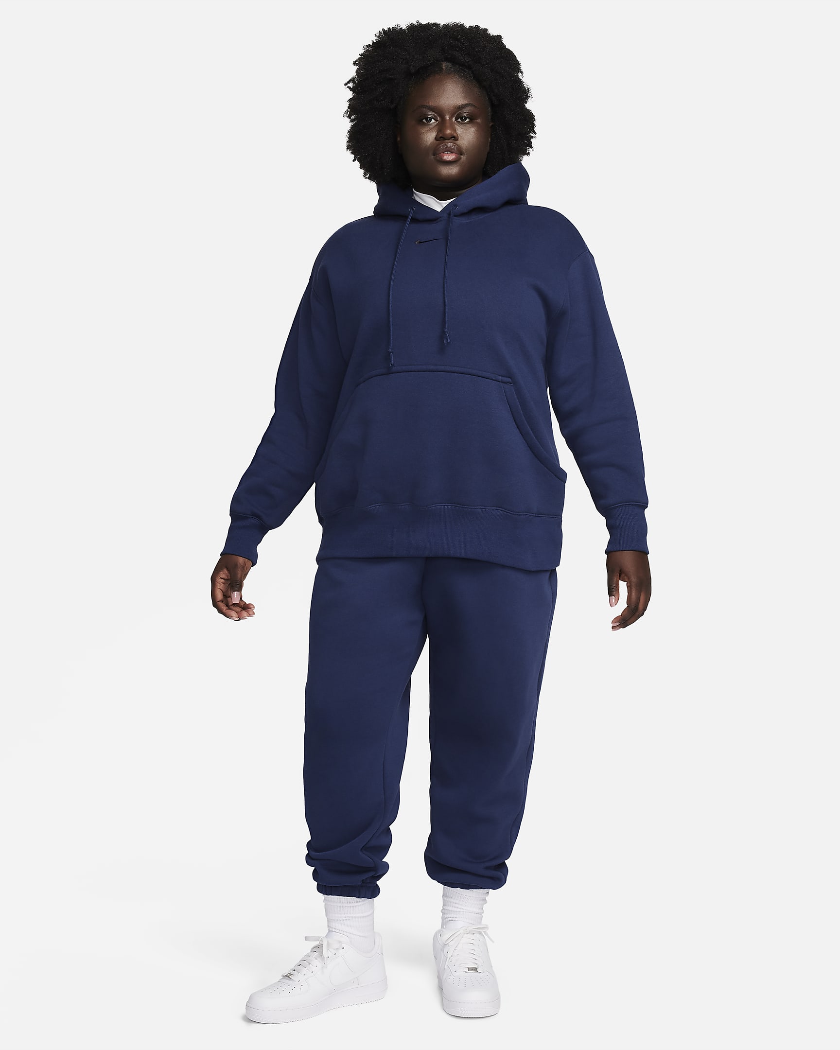 Nike Sportswear Phoenix Fleece Women's High-Waisted Oversized Sweatpants (Plus Size) - Midnight Navy/Black