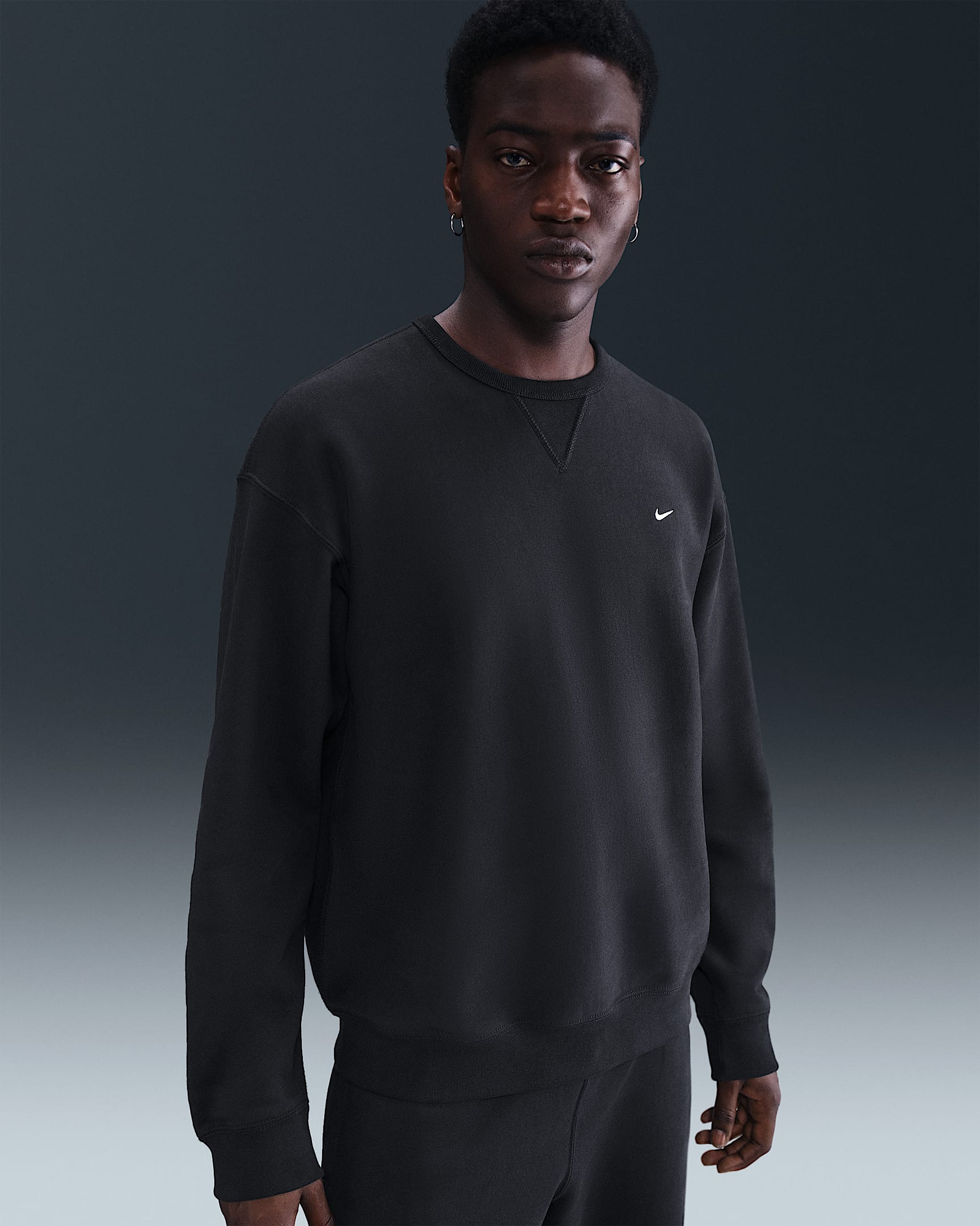 Haut en tissu Fleece Nike Solo Swoosh pour Homme - Noir/Blanc