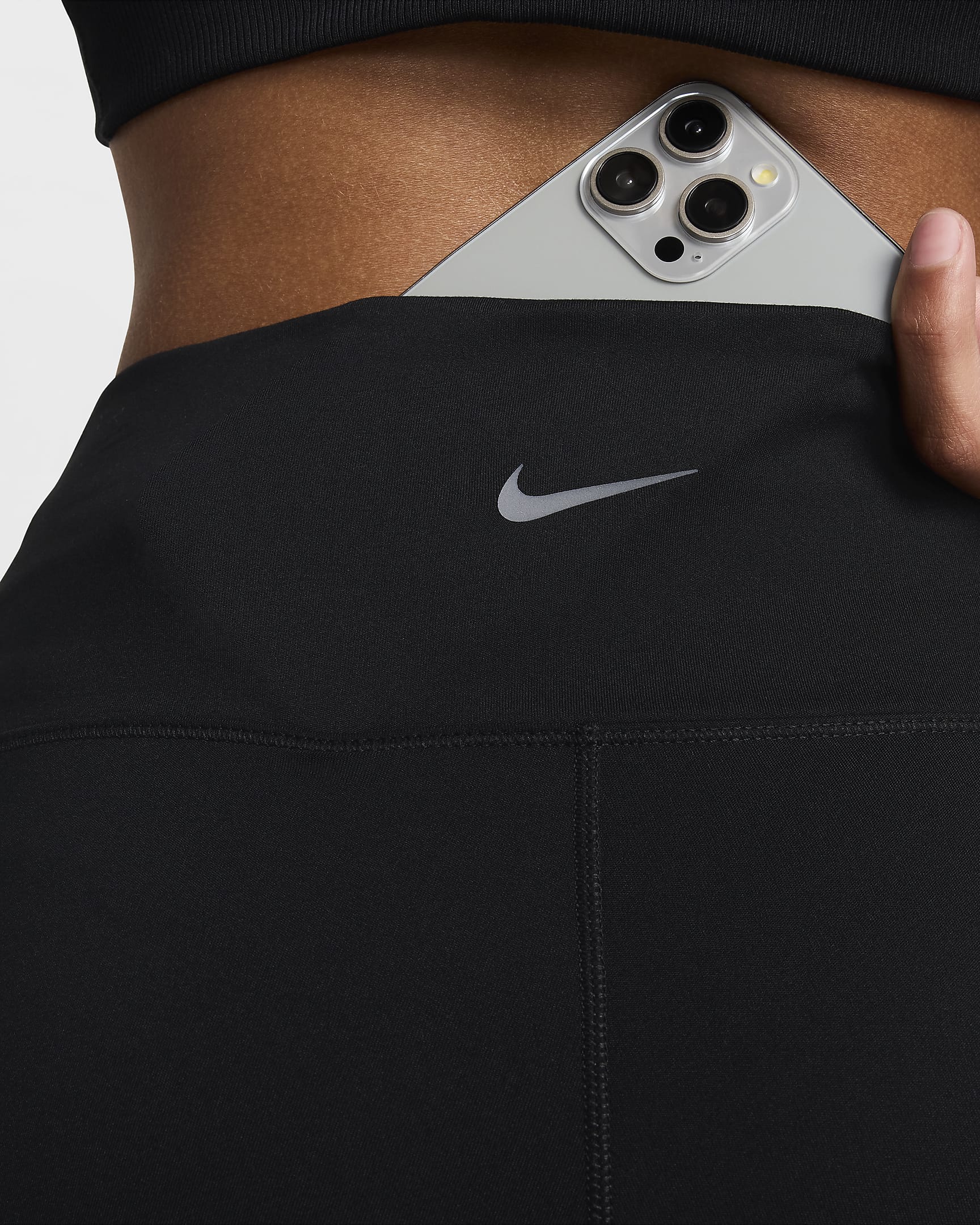 Nike One Wrap bikershorts met hoge taille voor dames (13 cm) - Zwart/Zwart