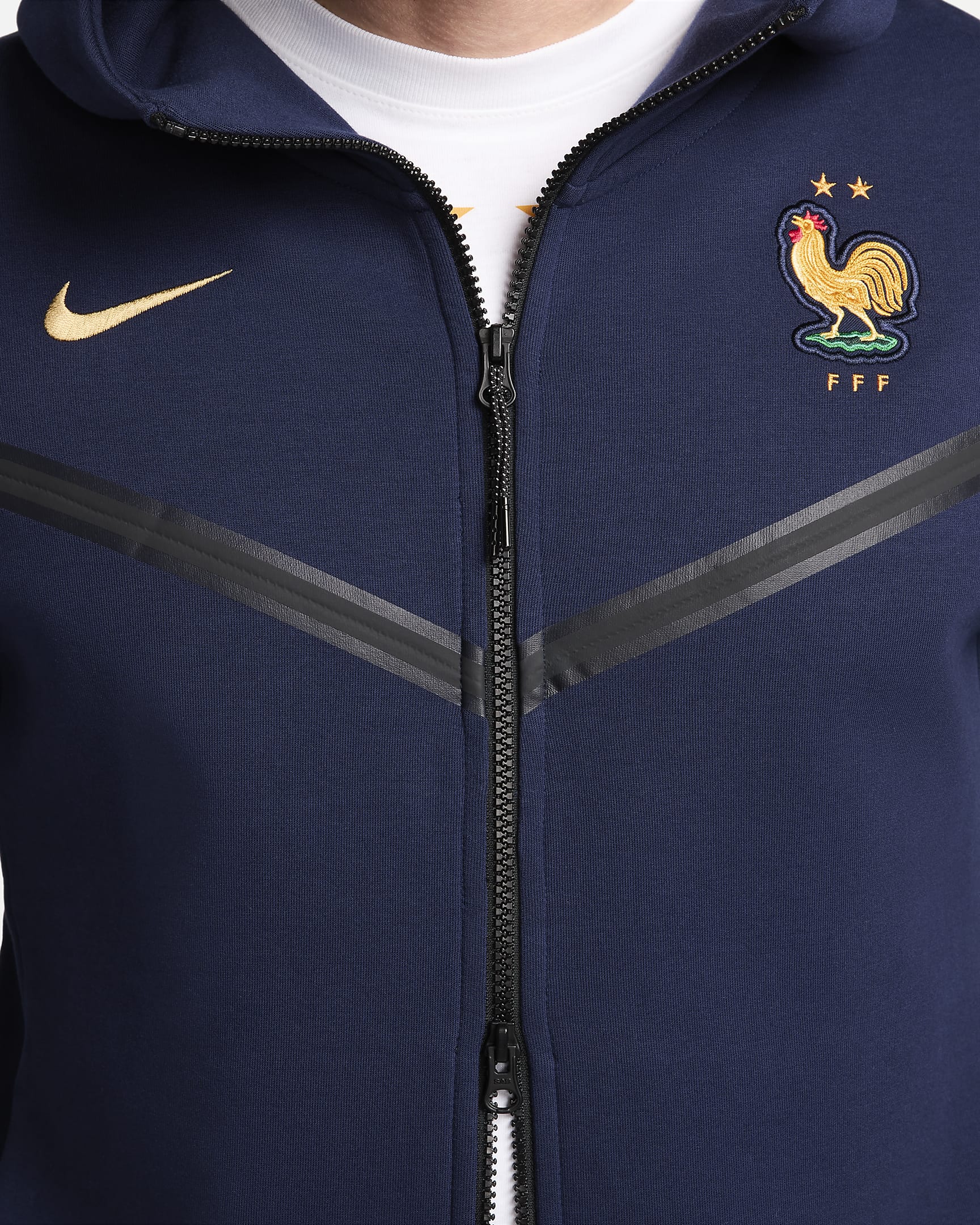 Sweat à capuche et zip Nike Football FFF Tech Fleece Windrunner pour homme - Blackened Blue/Club Gold