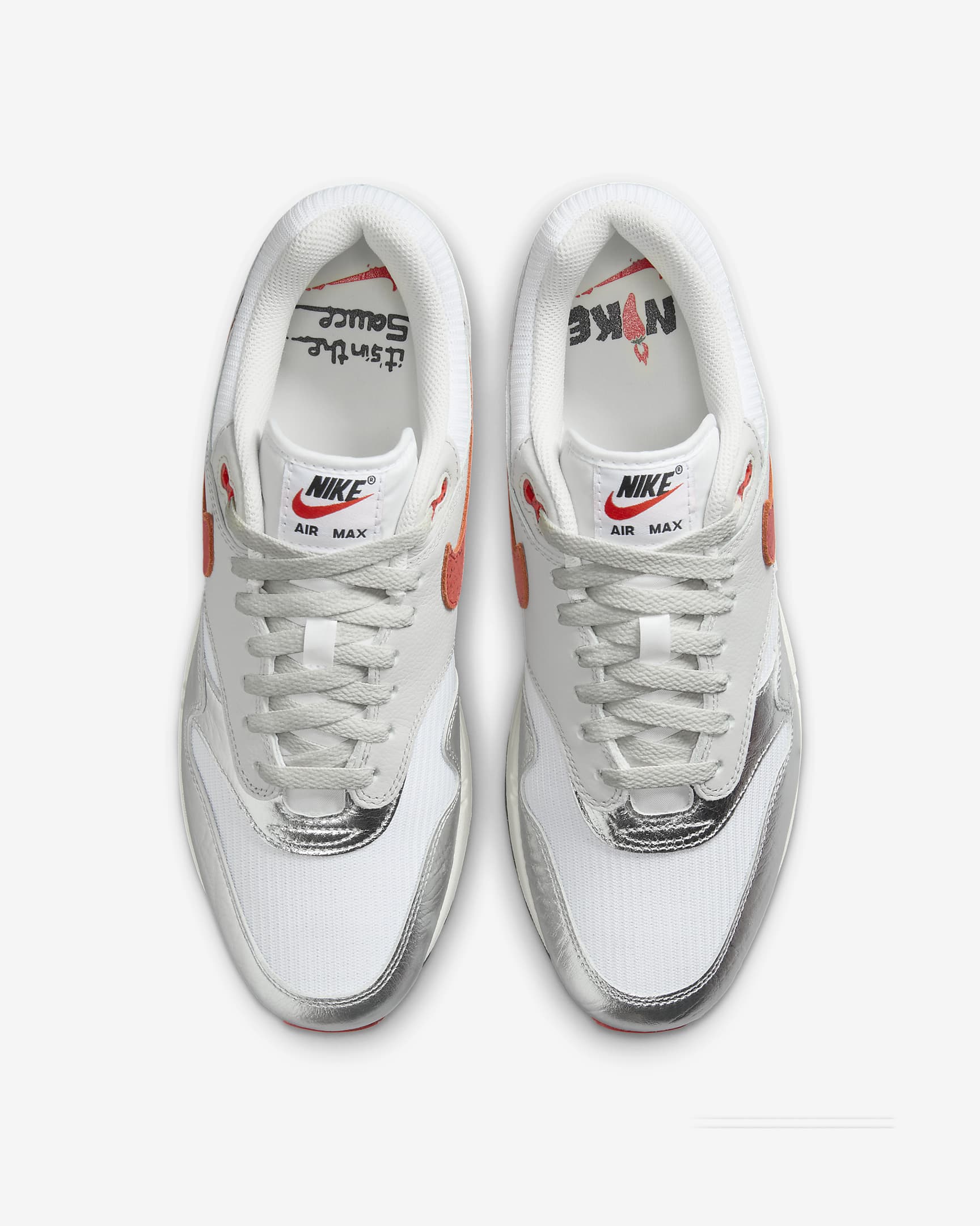 Nike Air Max 1 Premium Men's Shoes - White/Metallic Silver/Neutral Grey/Chile Red