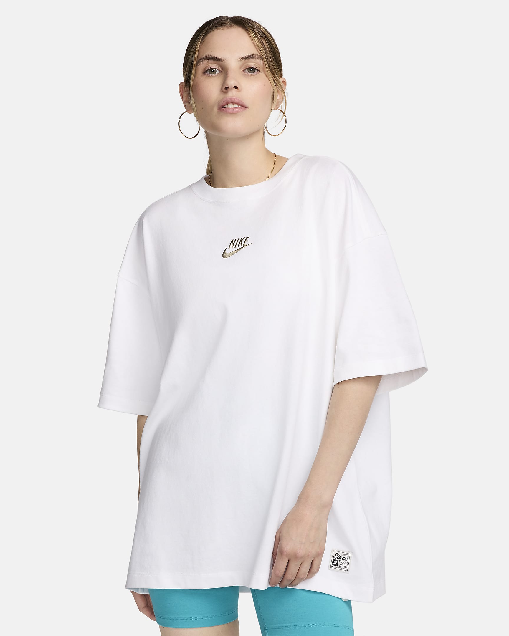 Playera oversized para mujer Nike Sportswear - Blanco/Oliva neutro