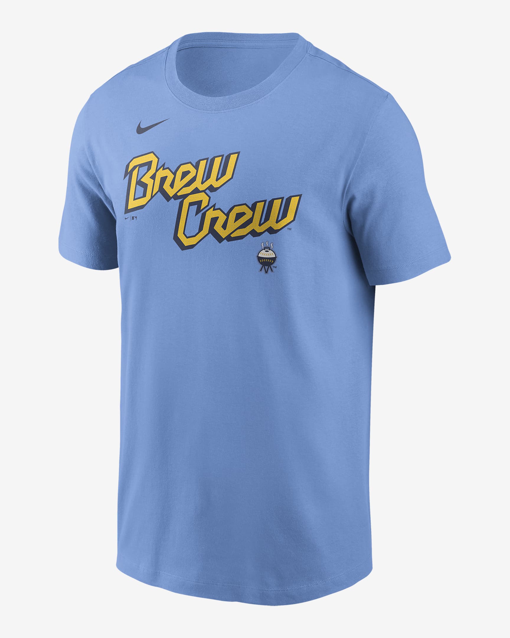 Christian Yelich Milwaukee Brewers City Connect Fuse Men's Nike MLB T-Shirt - Light Blue