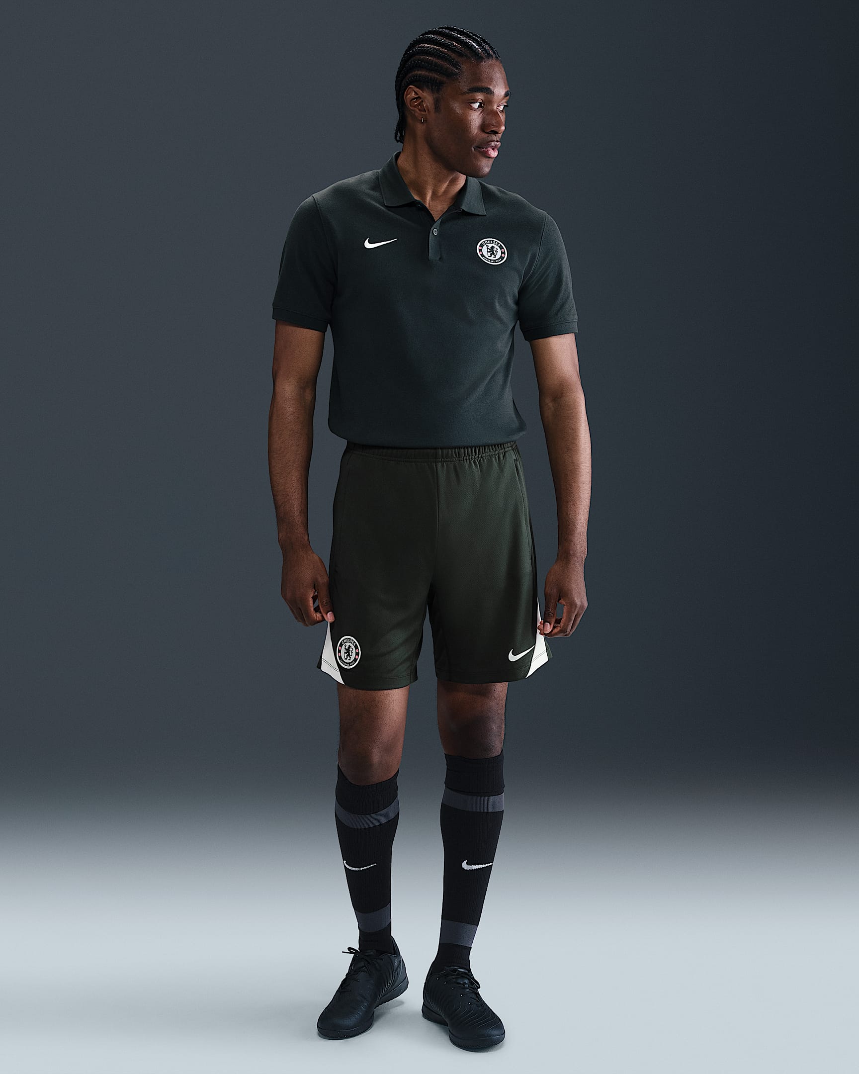 Chelsea F.C. Strike Men's Nike Dri-FIT Football Knit Shorts - Outdoor Green/Outdoor Green/Phantom/Phantom