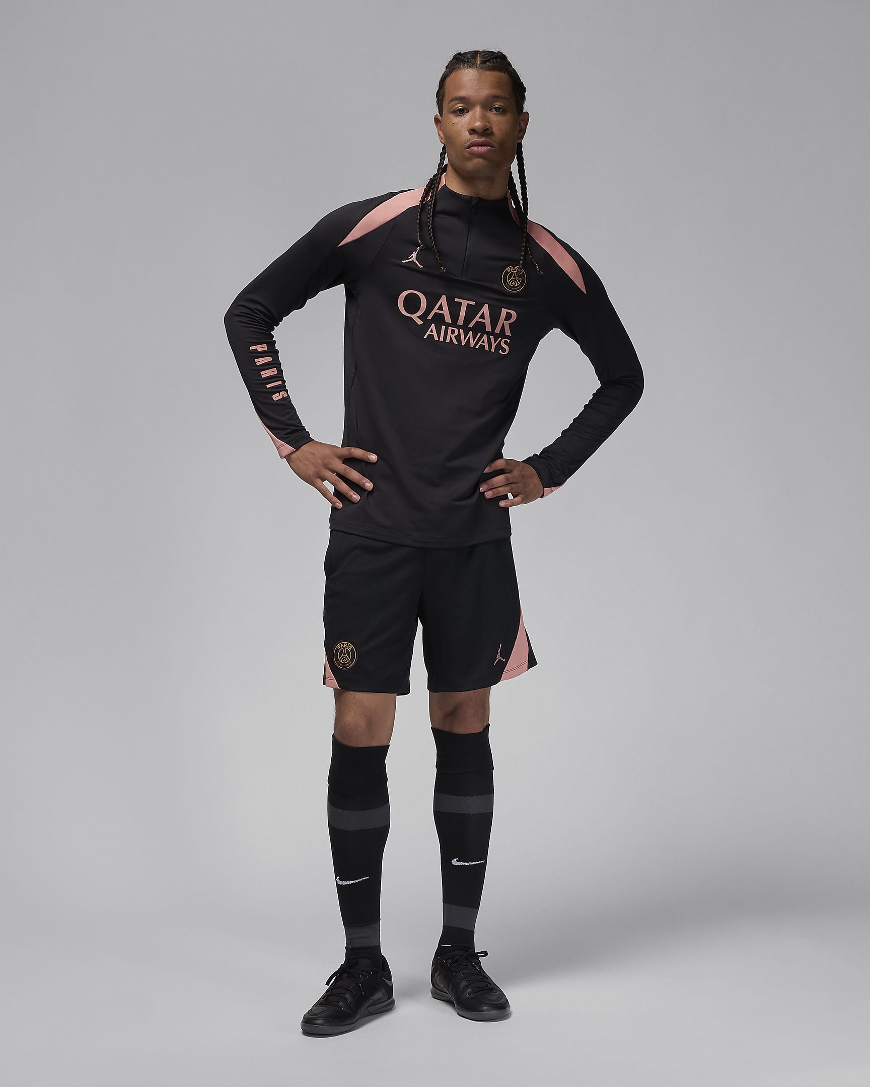 Męska treningowa koszulka piłkarska Jordan Dri-FIT Paris Saint-Germain Strike (wersja trzecia) - Czerń/Rust Pink/Rust Pink