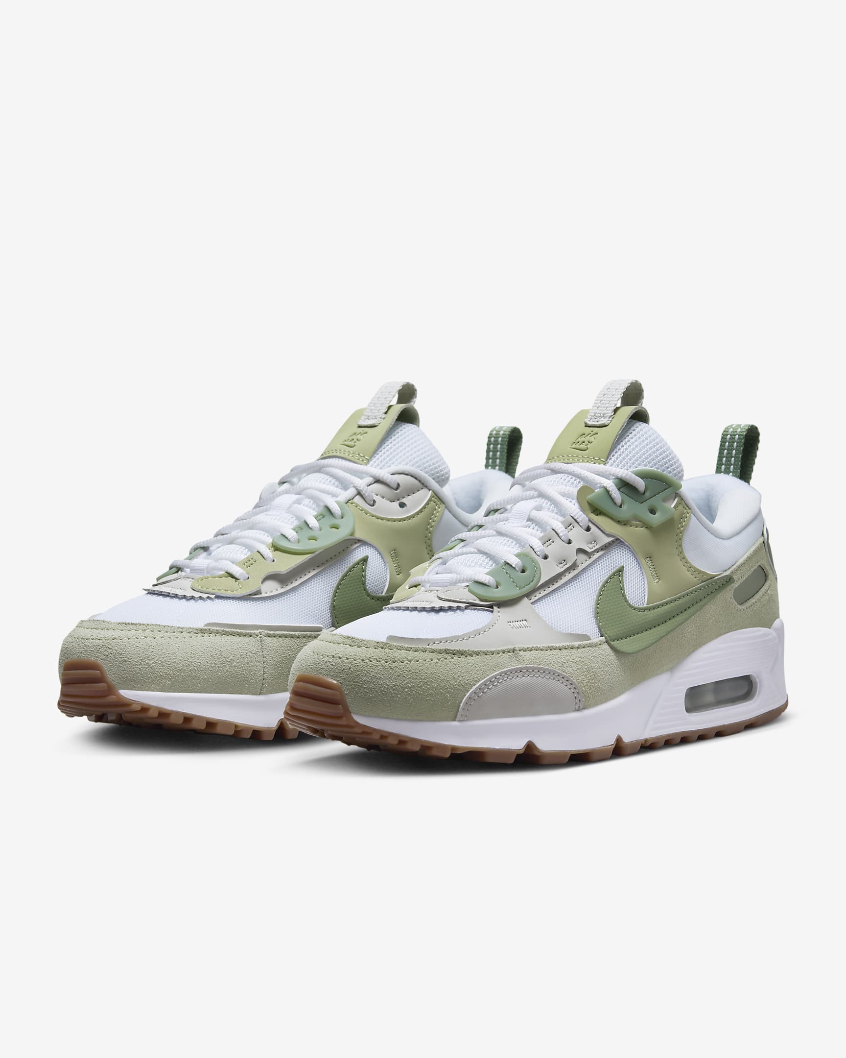 Nike Air Max 90 Futura Women's Shoes - White/Olive Aura/Gum Medium Brown/Oil Green