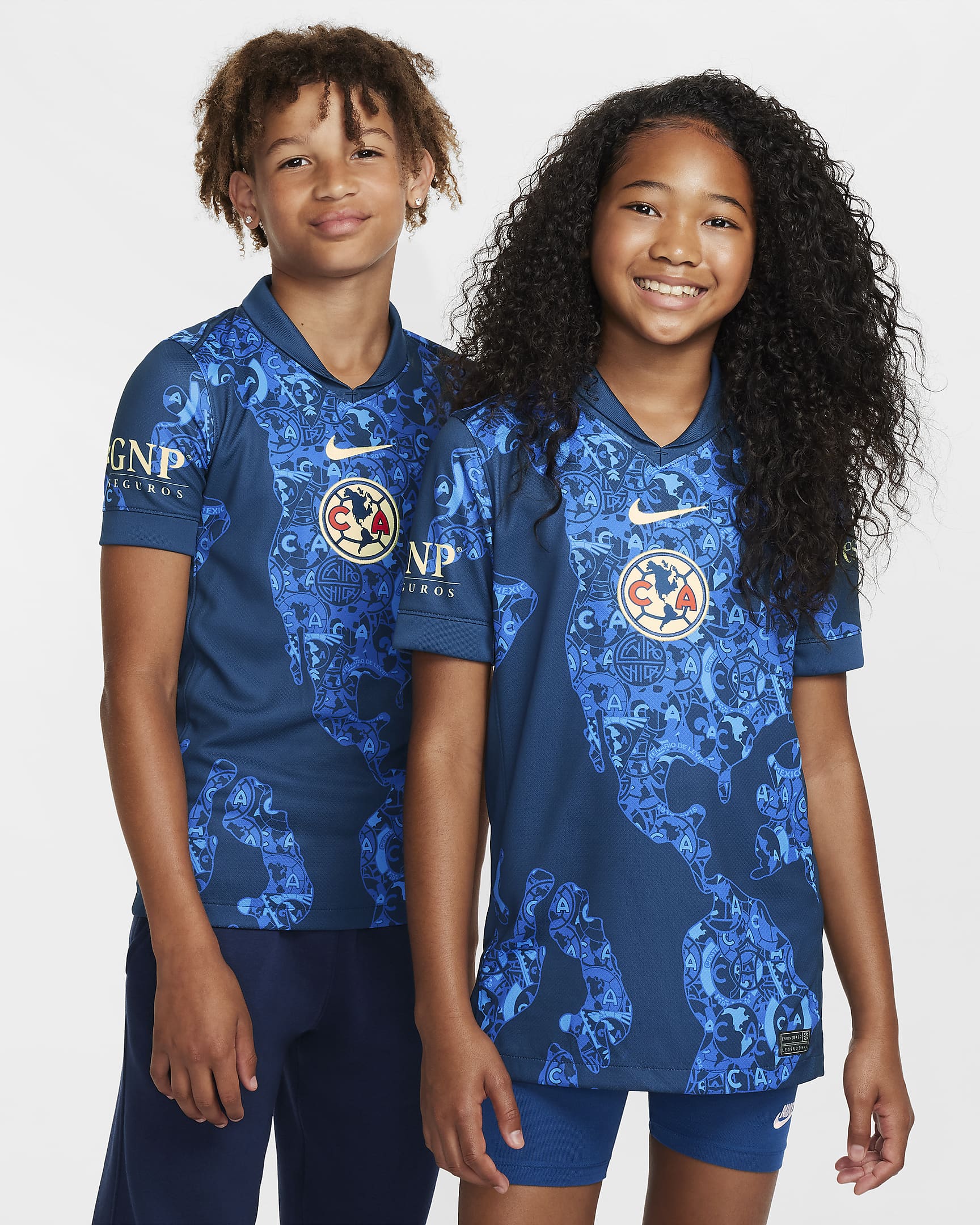 Jersey Nike Fútbol Dri-FIT Replica para niño talla grande Club América 2024/25 Stadium Away - Azul valeriana/Chifón limón