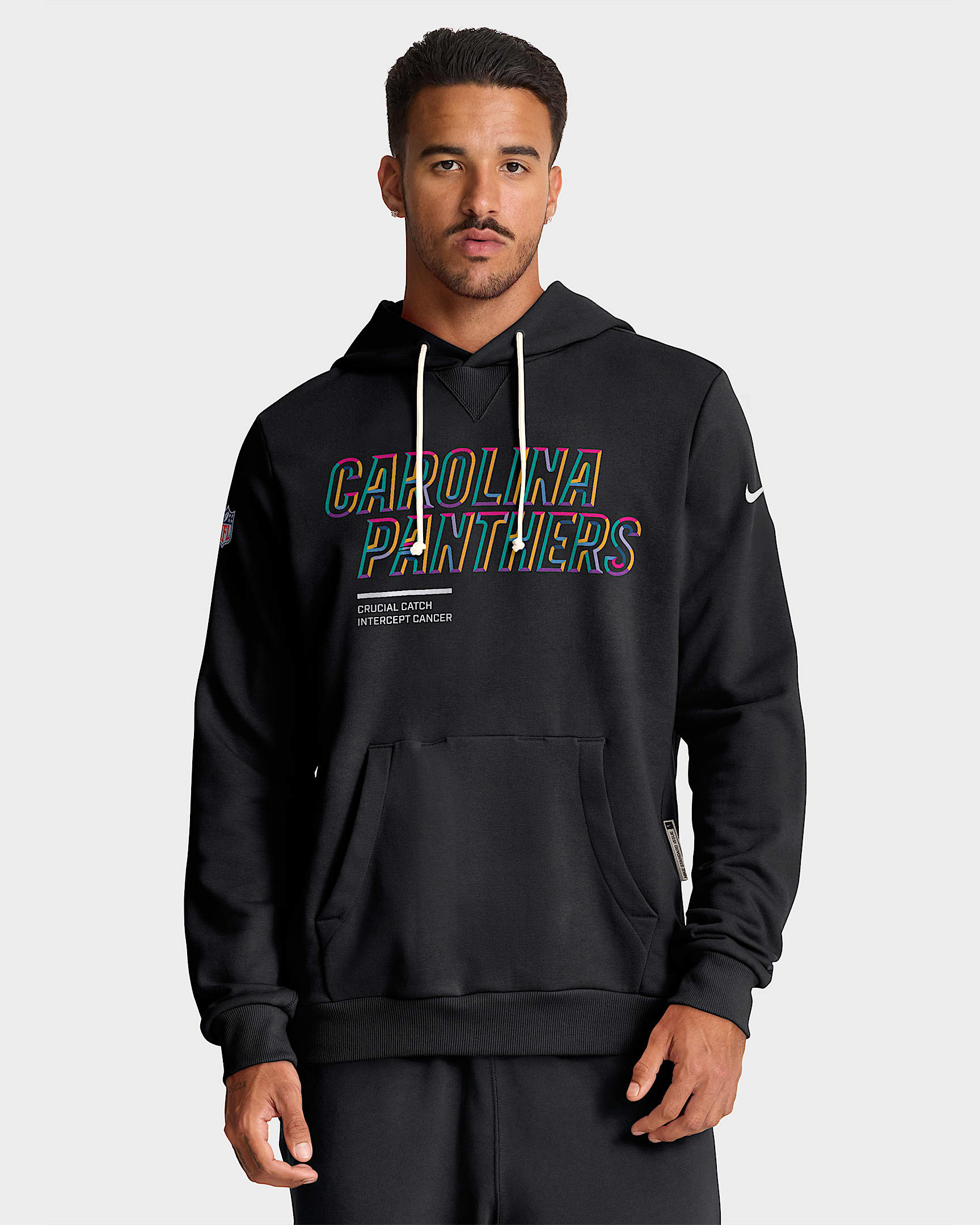 Sudadera con gorro sin cierre Nike de la NFL para hombre Carolina Panthers Crucial Catch Sideline - Negro