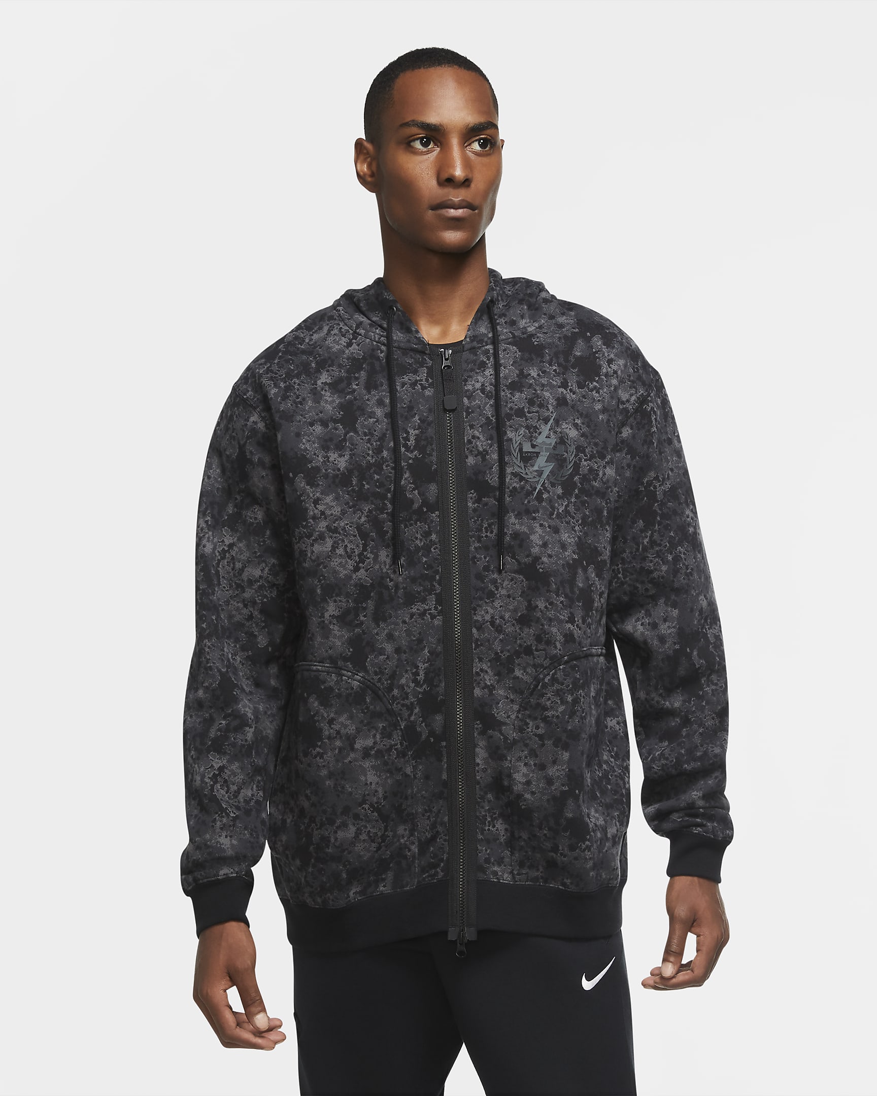 LeBron Men's Printed Full-Zip Hoodie - Black/Black/Dark Smoke Grey