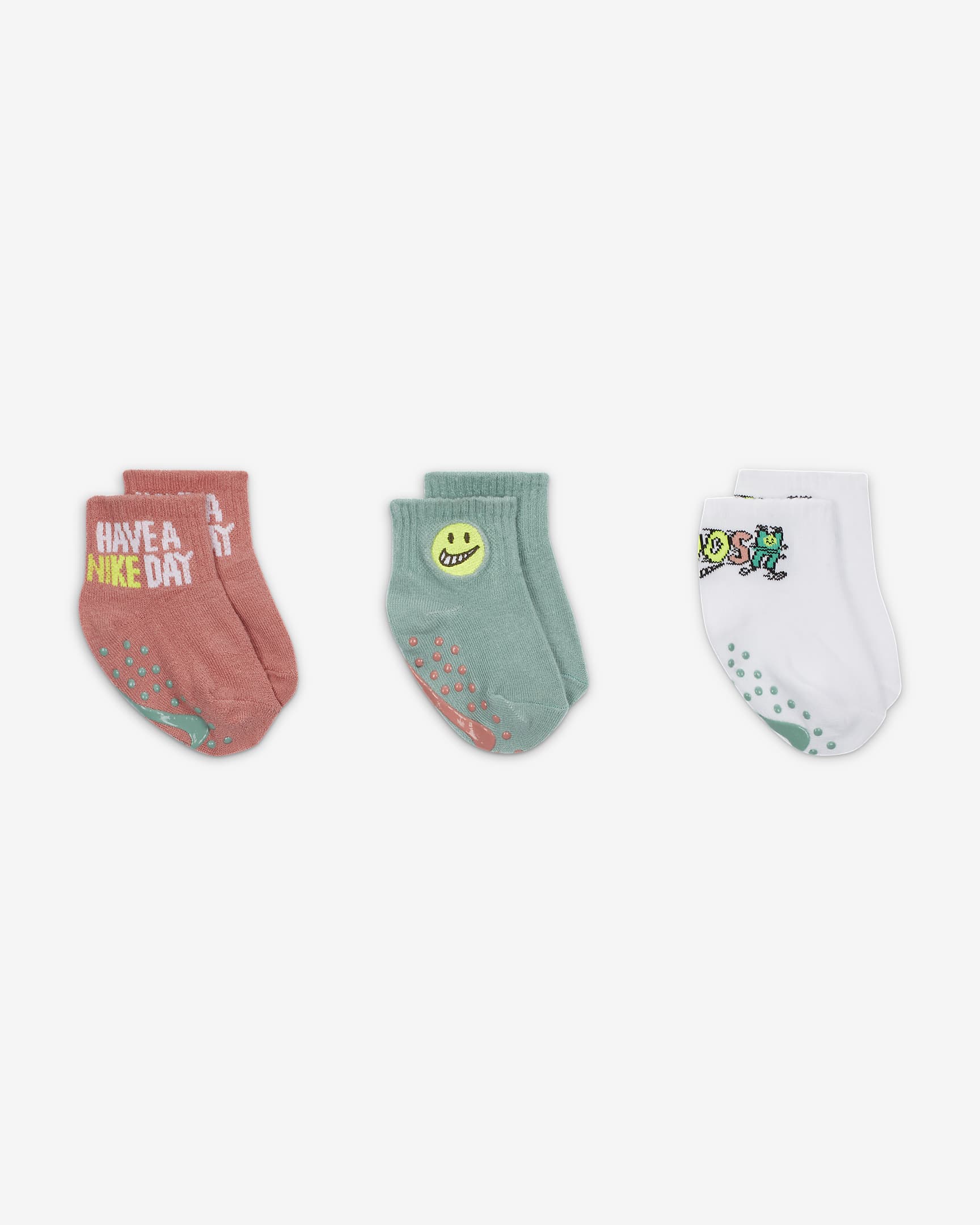 Nike "Art of Play" Gripper Ankle Socks (3 Pairs) Baby Gripper Socks