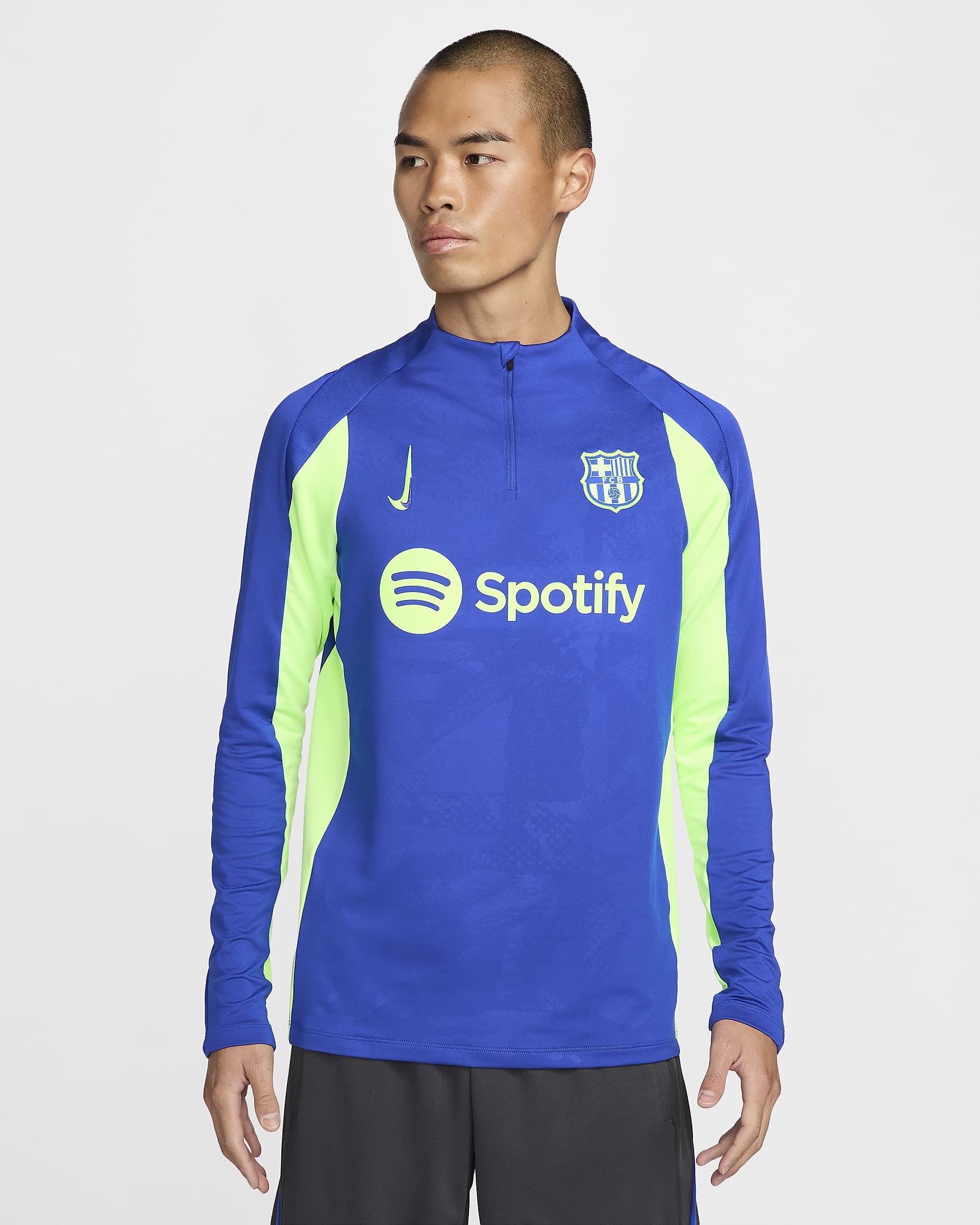 Męska treningowa koszulka piłkarska z dzianiny Nike Dri-FIT FC Barcelona Strike (wersja trzecia) - Old Royal/Old Royal/Lime Blast/Lime Blast