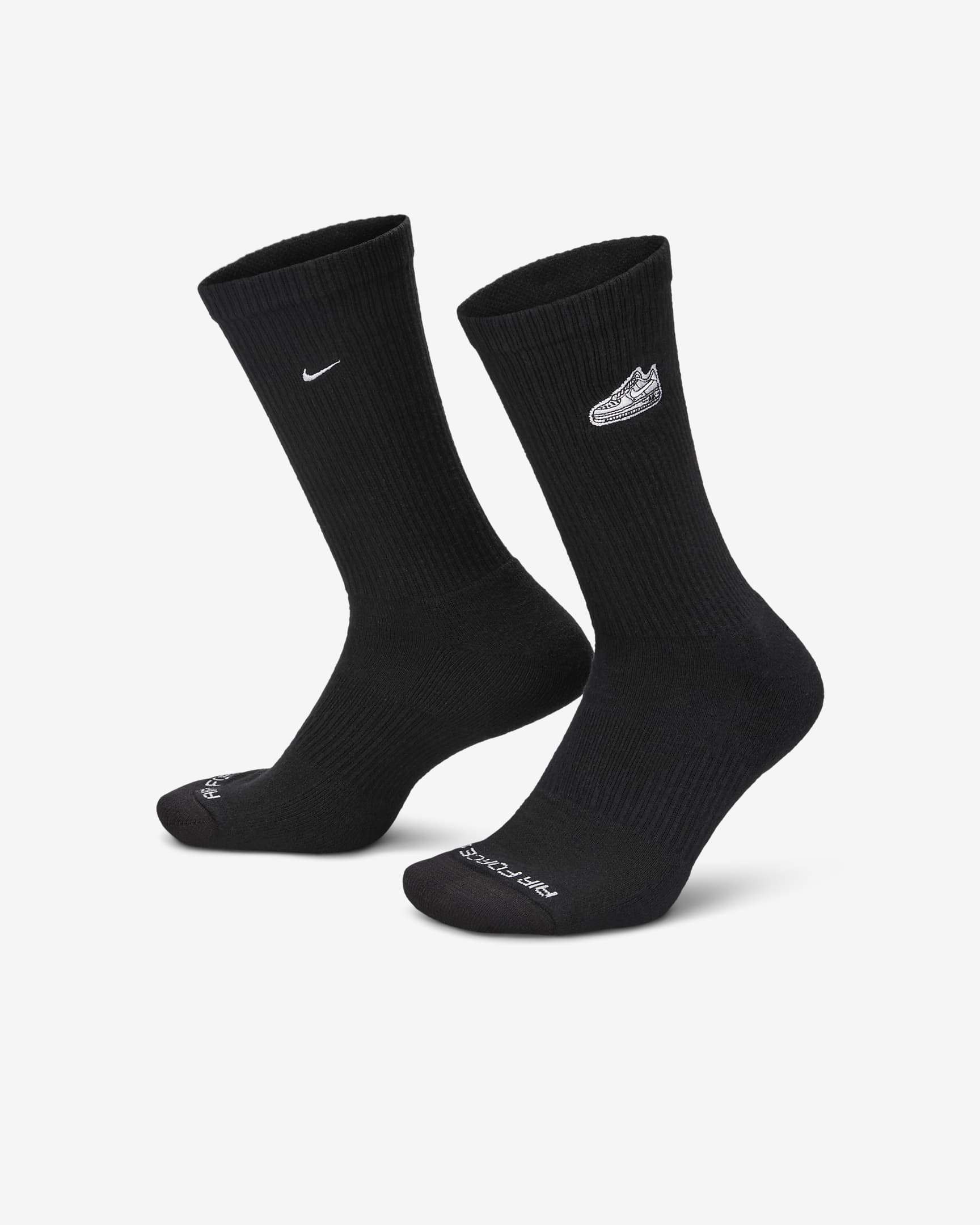 Nike Everyday Plus Calcetines largos acolchados (1 par) - Negro/Blanco