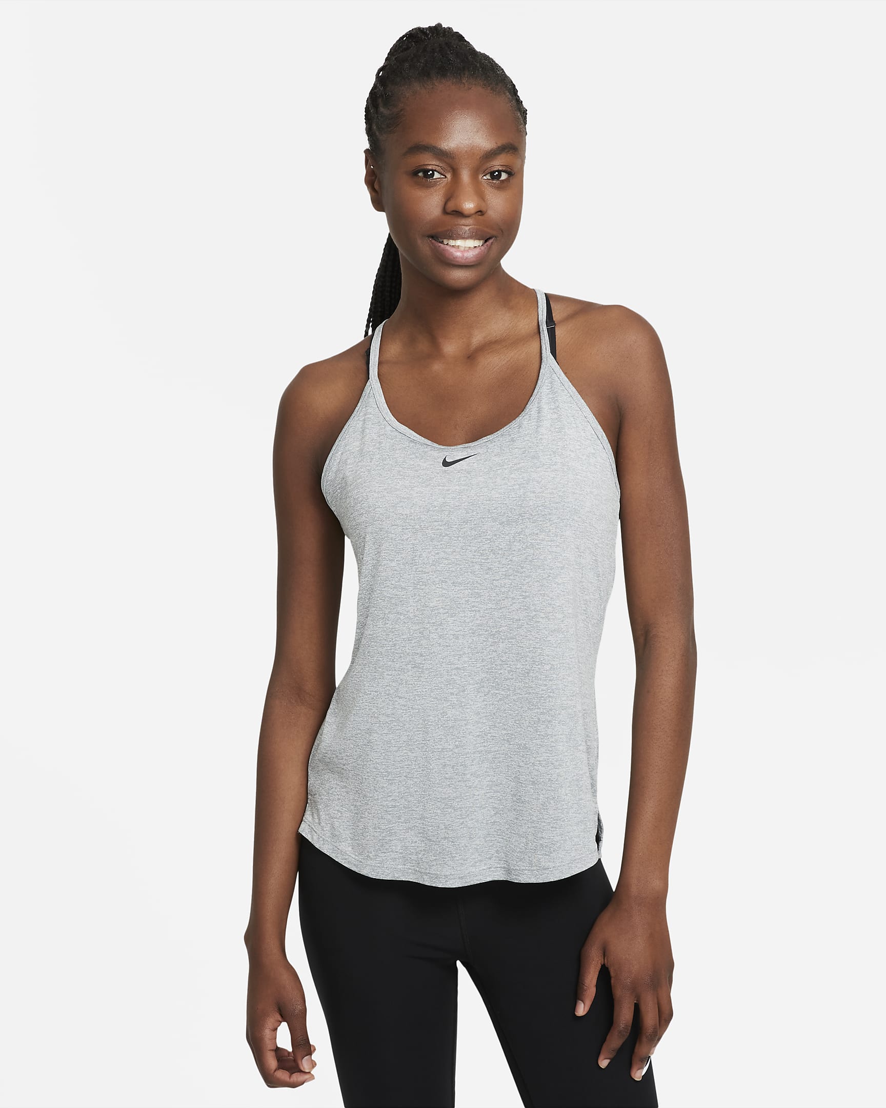 Nike Dri-FIT One Elastika singlet med standard passform til dame - Particle Grey/Heather/Svart