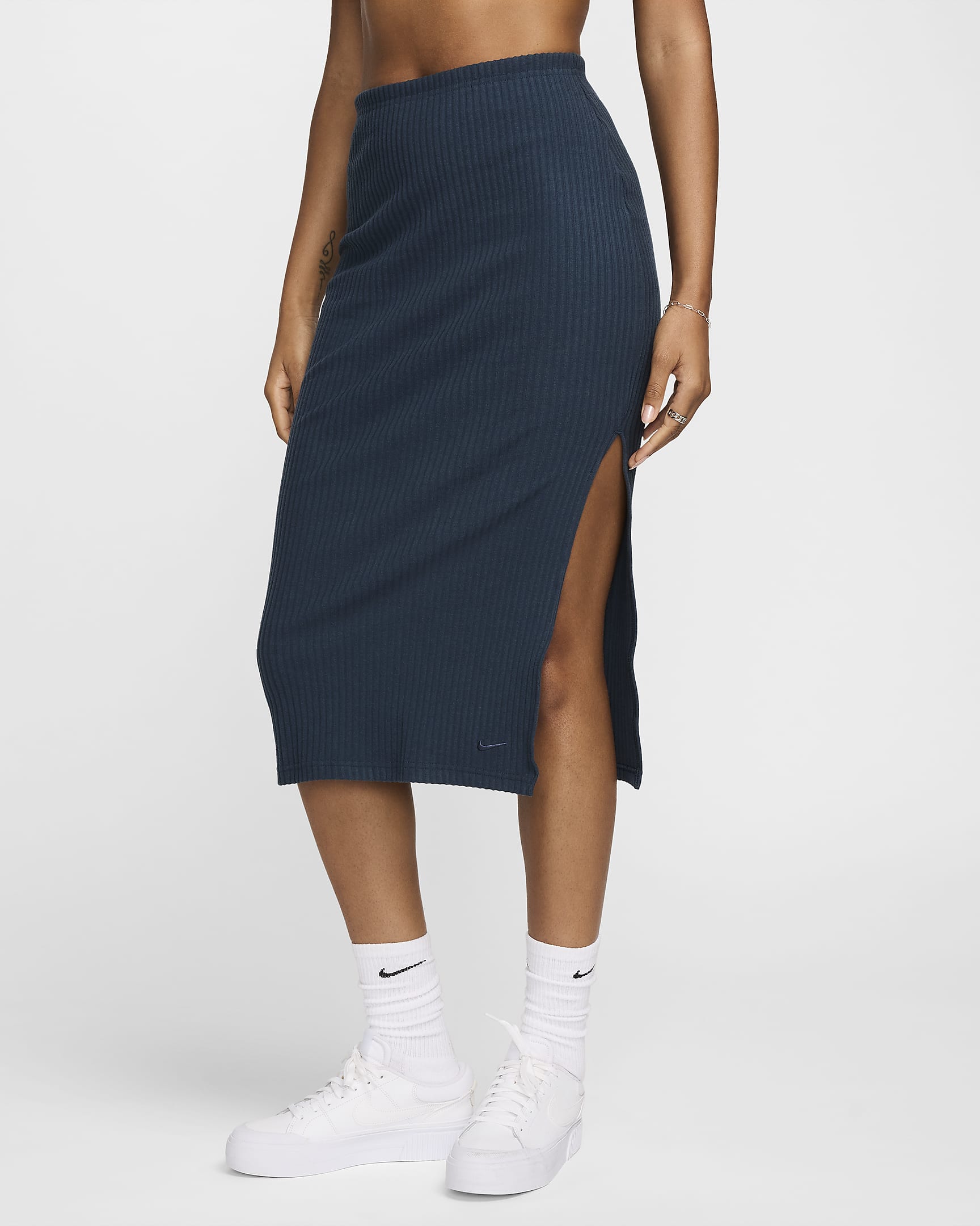 Nike Sportswear Chill Rib Women's Slim Midi Skirt - Armory Navy/Armory Navy