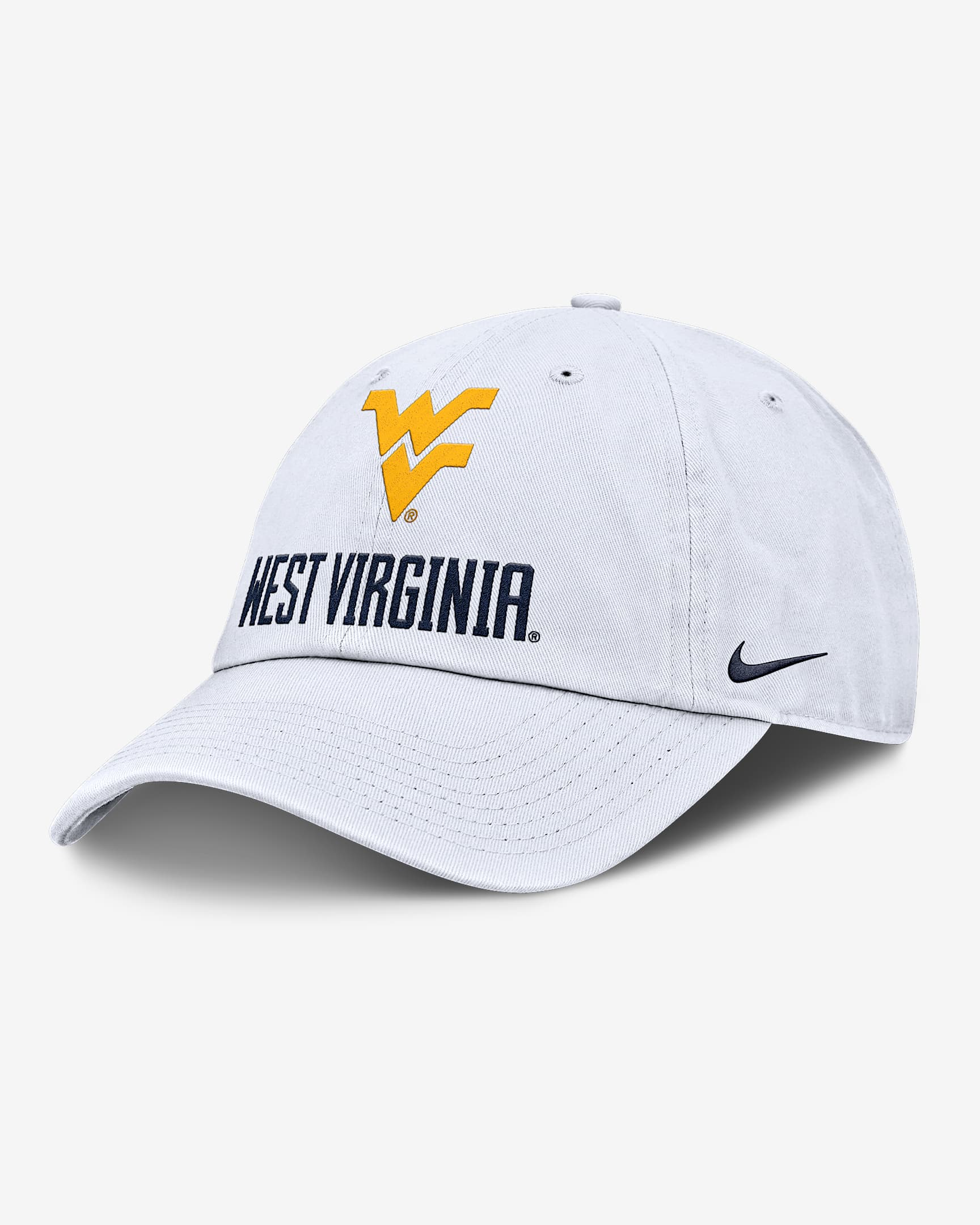 West Virginia Sideline Club Gameday Men's Nike College Adjustable Hat - White