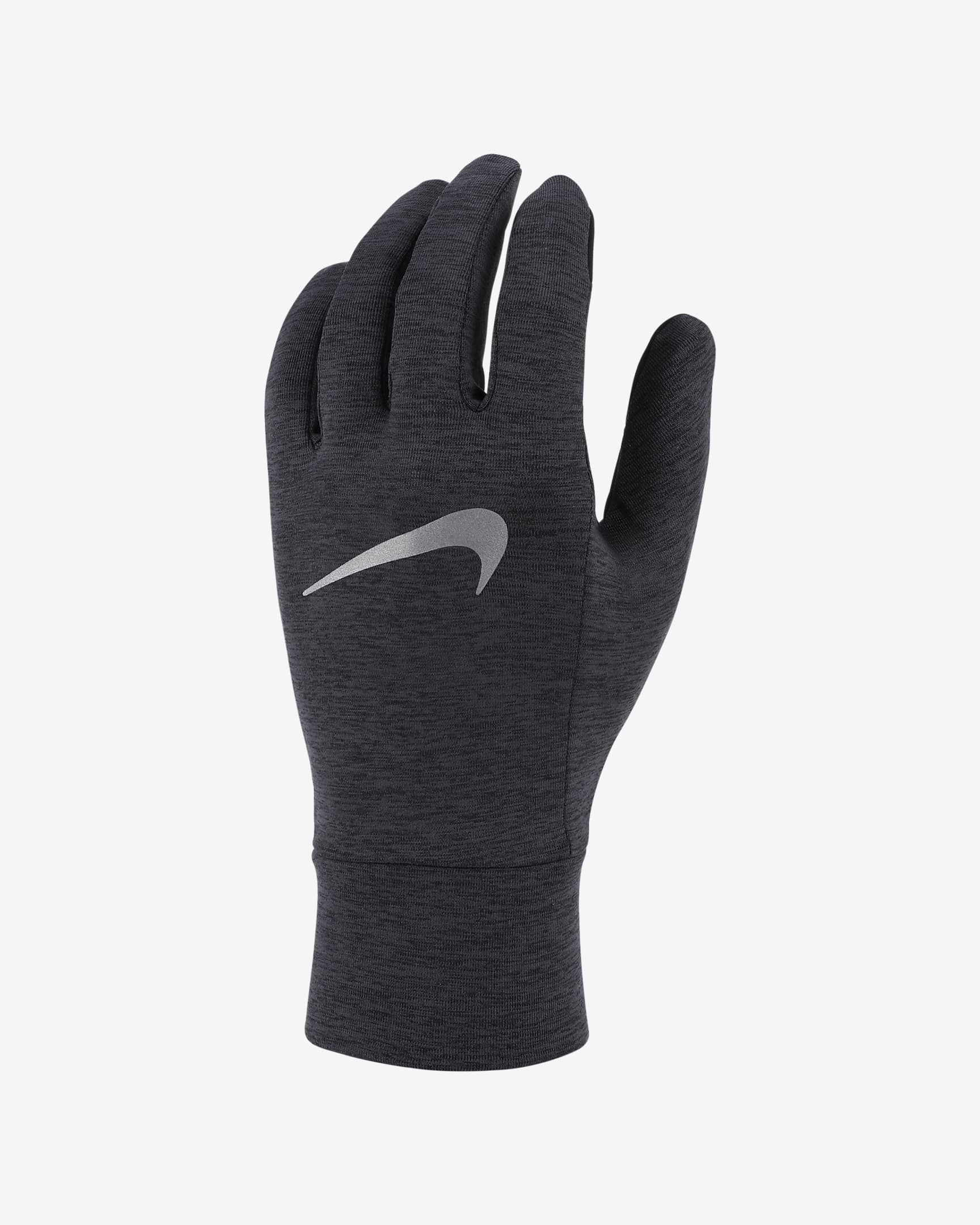 Gants de running en tissu Fleece Nike pour Homme - Noir/Noir/Silver