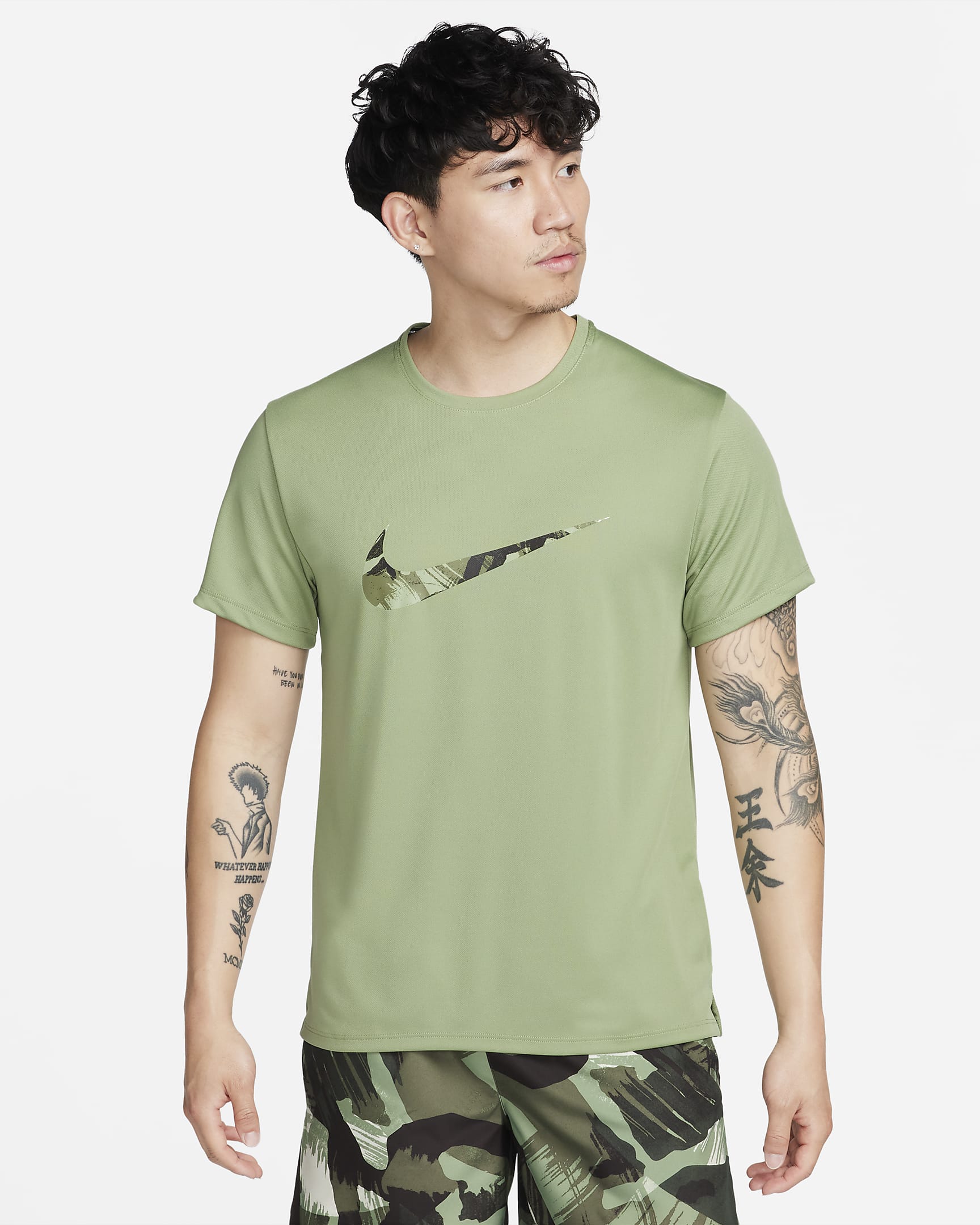Nike Miler Men's Dri-FIT UV Short-Sleeve Running Top - Oil Green