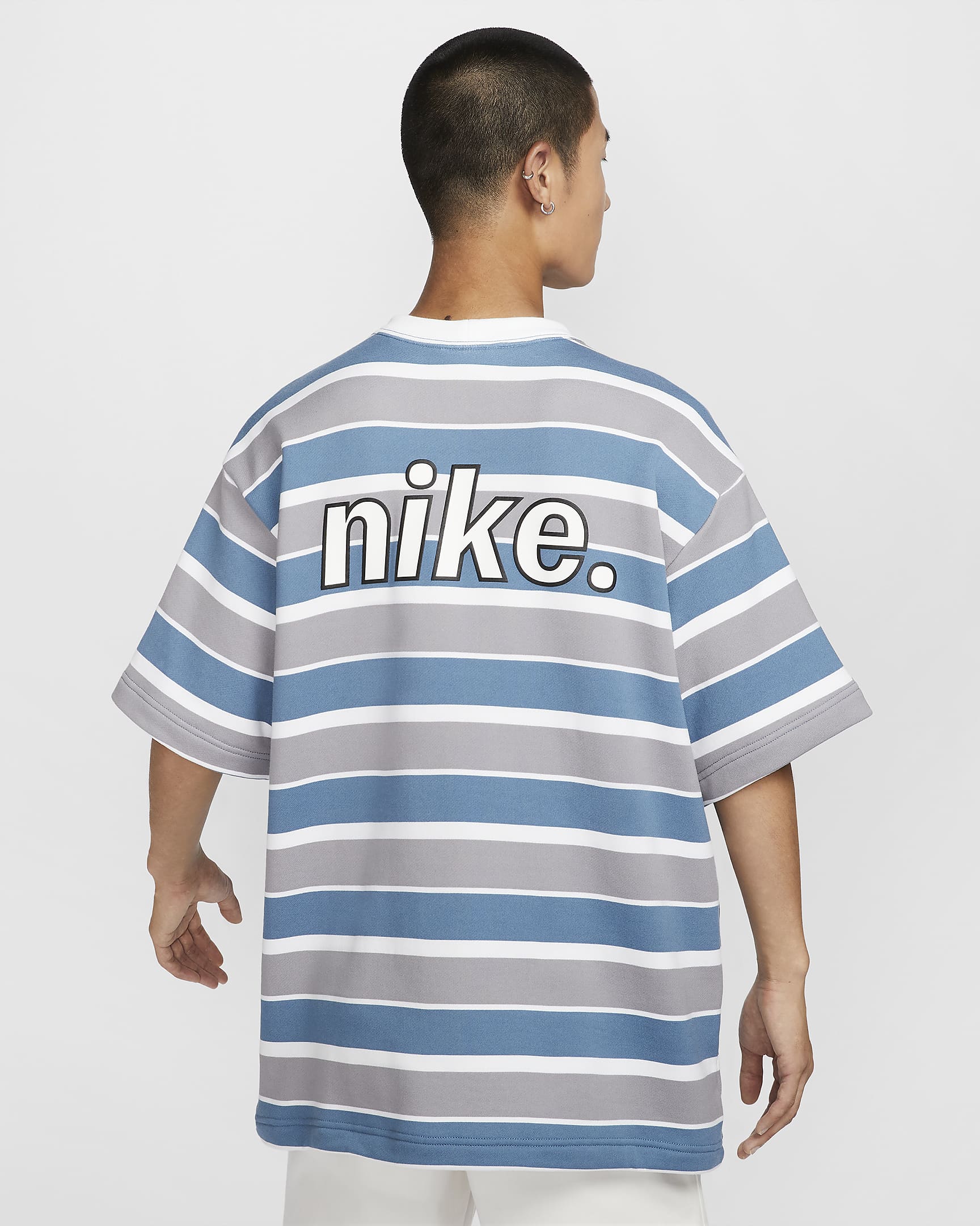 Nike Sportswear Men's French Terry Short-Sleeve Top - Aegean Storm/White/Black