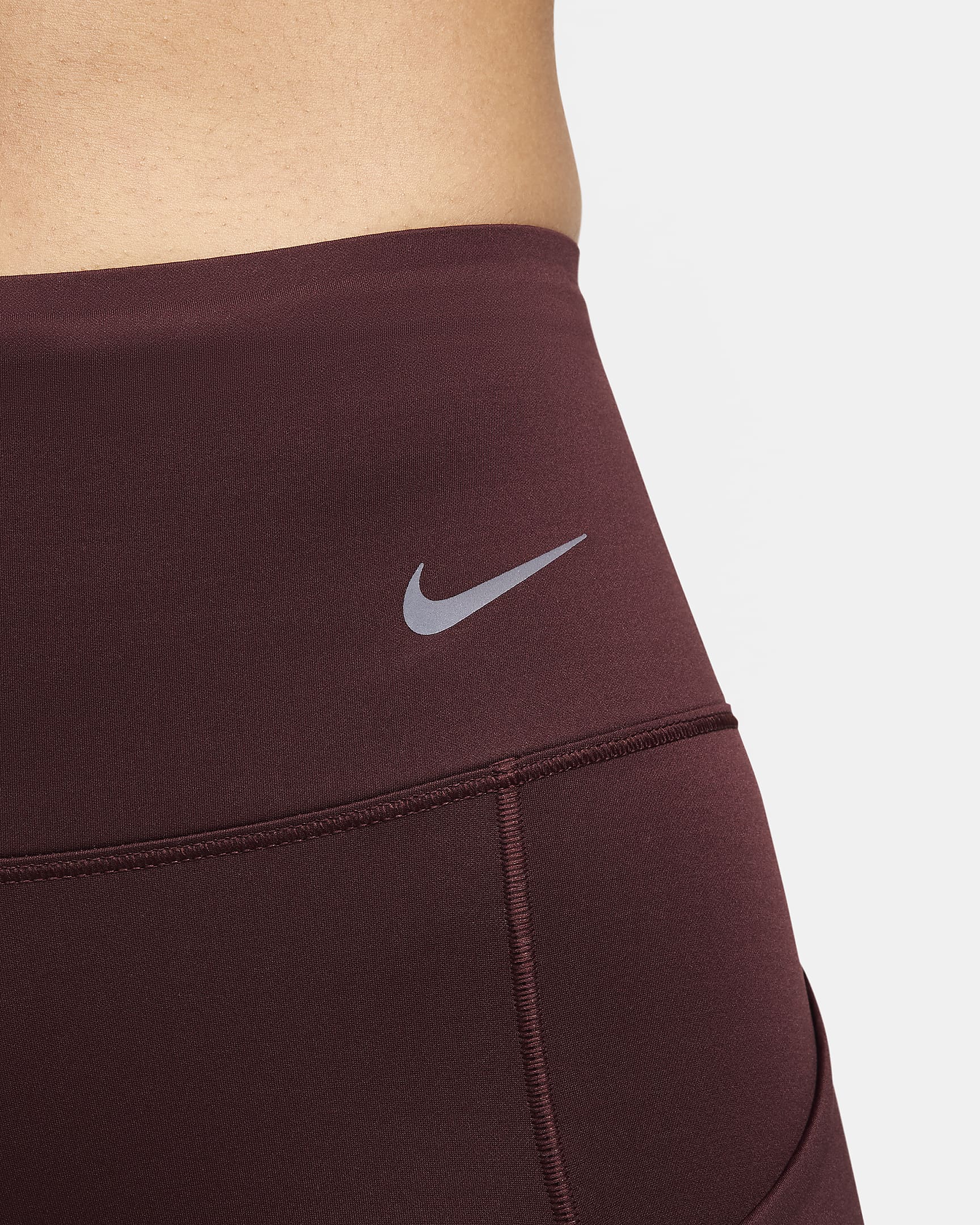 Nike Go Leggings in voller Länge mit starkem Halt, mittelhohem Bund und Taschen für Damen - Burgundy Crush/Schwarz