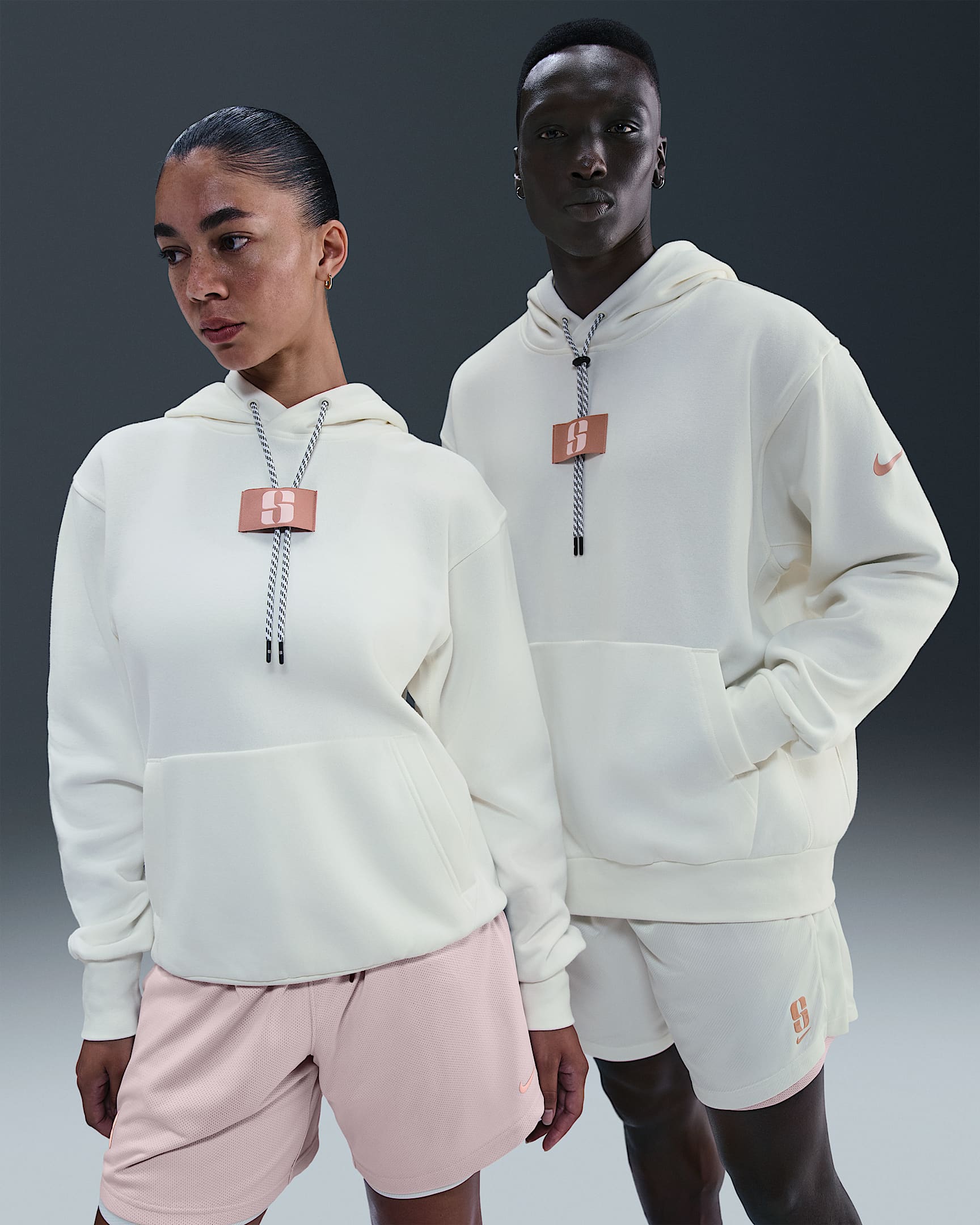 Sabrina Fleece Basketball Hoodie - Sail/Rose Gold/Washed Coral/Rose Gold