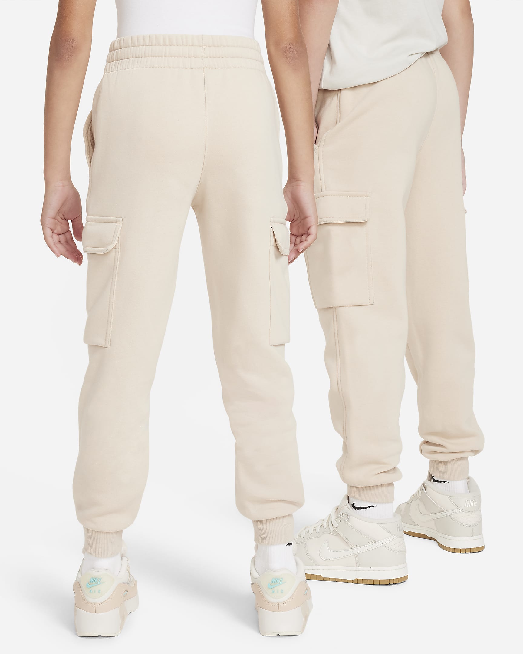 Nike Sportswear Club Fleece Big Kids' Cargo Pants - Sanddrift/Sanddrift/White