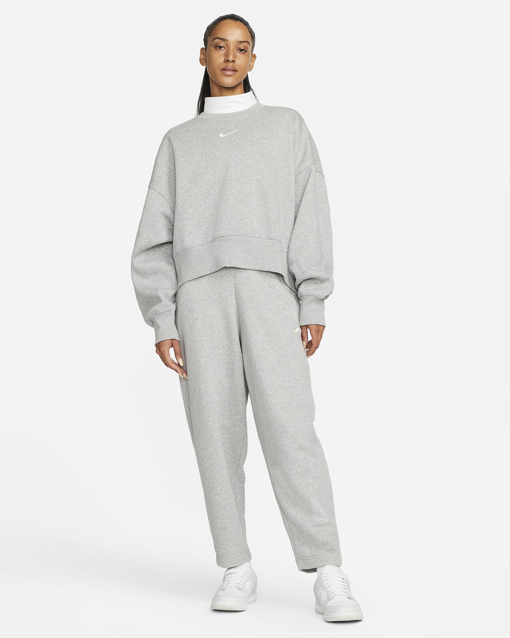 Nike Sportswear Phoenix Fleece Women's High-Waisted Curve 7/8 Tracksuit Bottoms - Dark Grey Heather/Sail