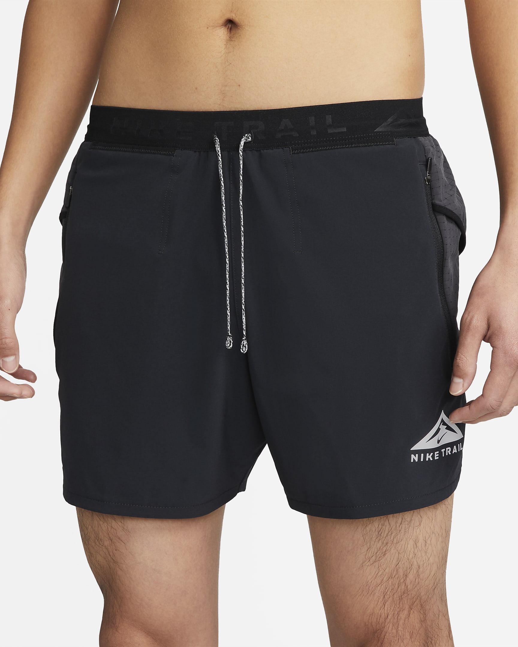 Nike Dri-FIT Men's 5" Brief-Lined Trail Shorts - Black/Dark Smoke Grey/White