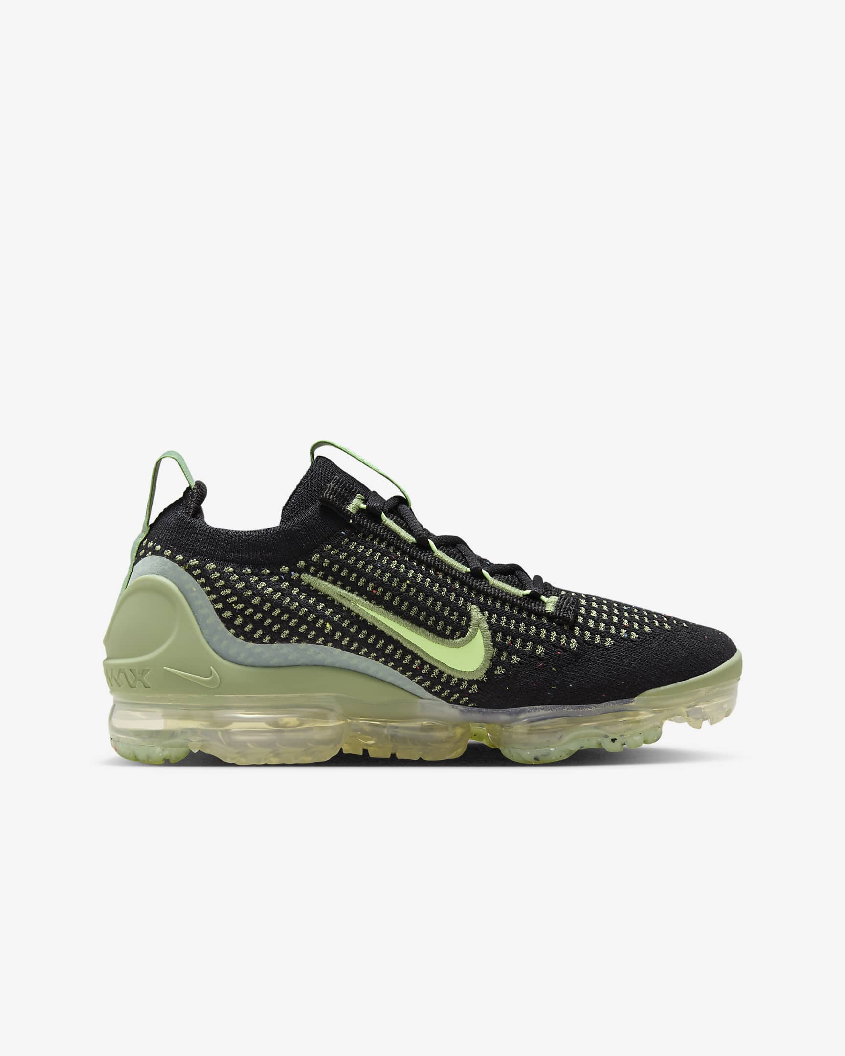 Nike Air VaporMax 2021 FK Big Kids' Shoes - Black/Oil Green/Vintage Green/Barely Volt