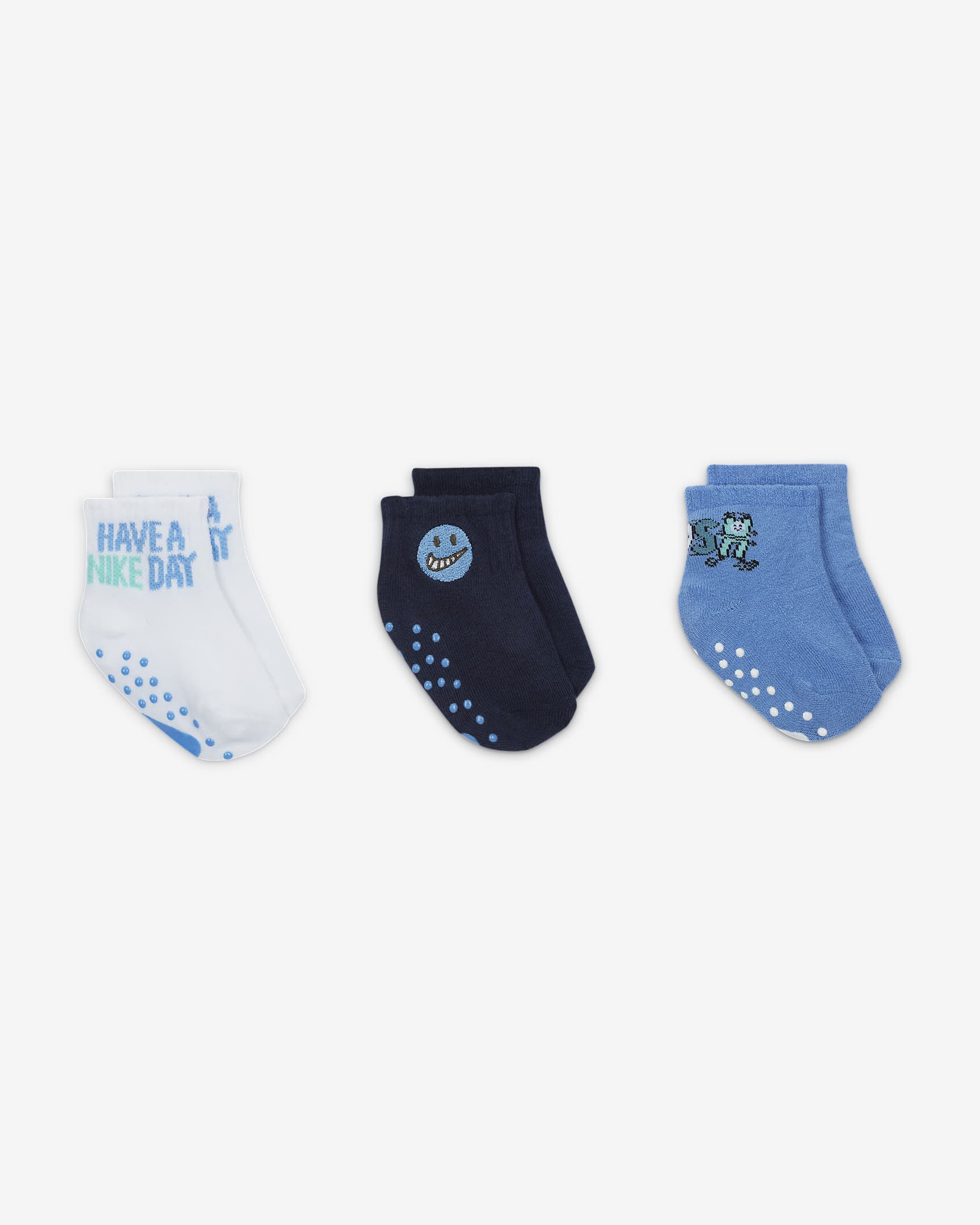 Nike "Art of Play" Gripper Ankle Socks (3 Pairs) Baby Gripper Socks